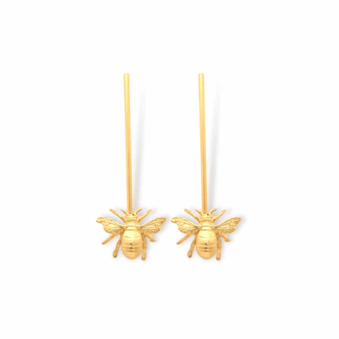 Aretes largos con abeja pequeña - miniatura 1