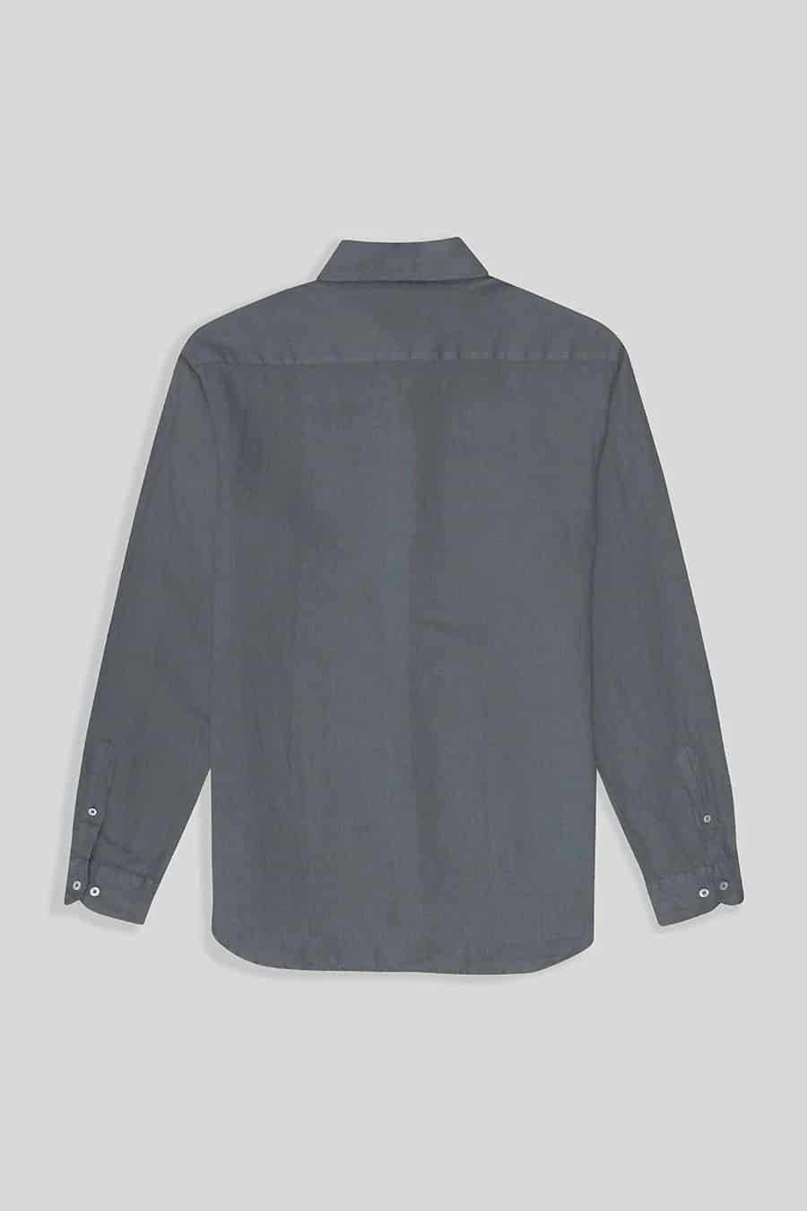 Men's linen shirt grey basic - miniatura 3