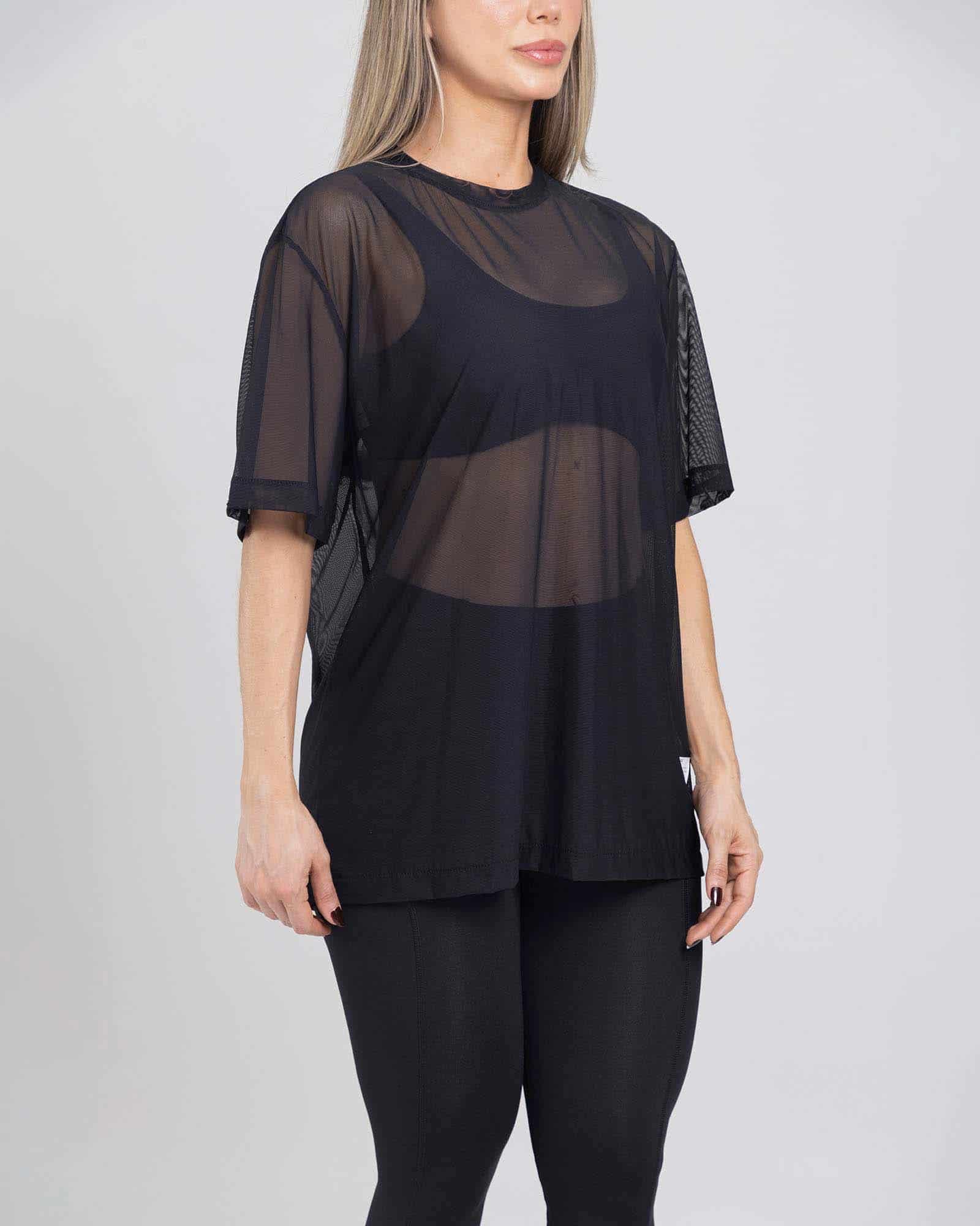 Camiseta oversize mesh aura negro flexi FIBER - miniatura 2