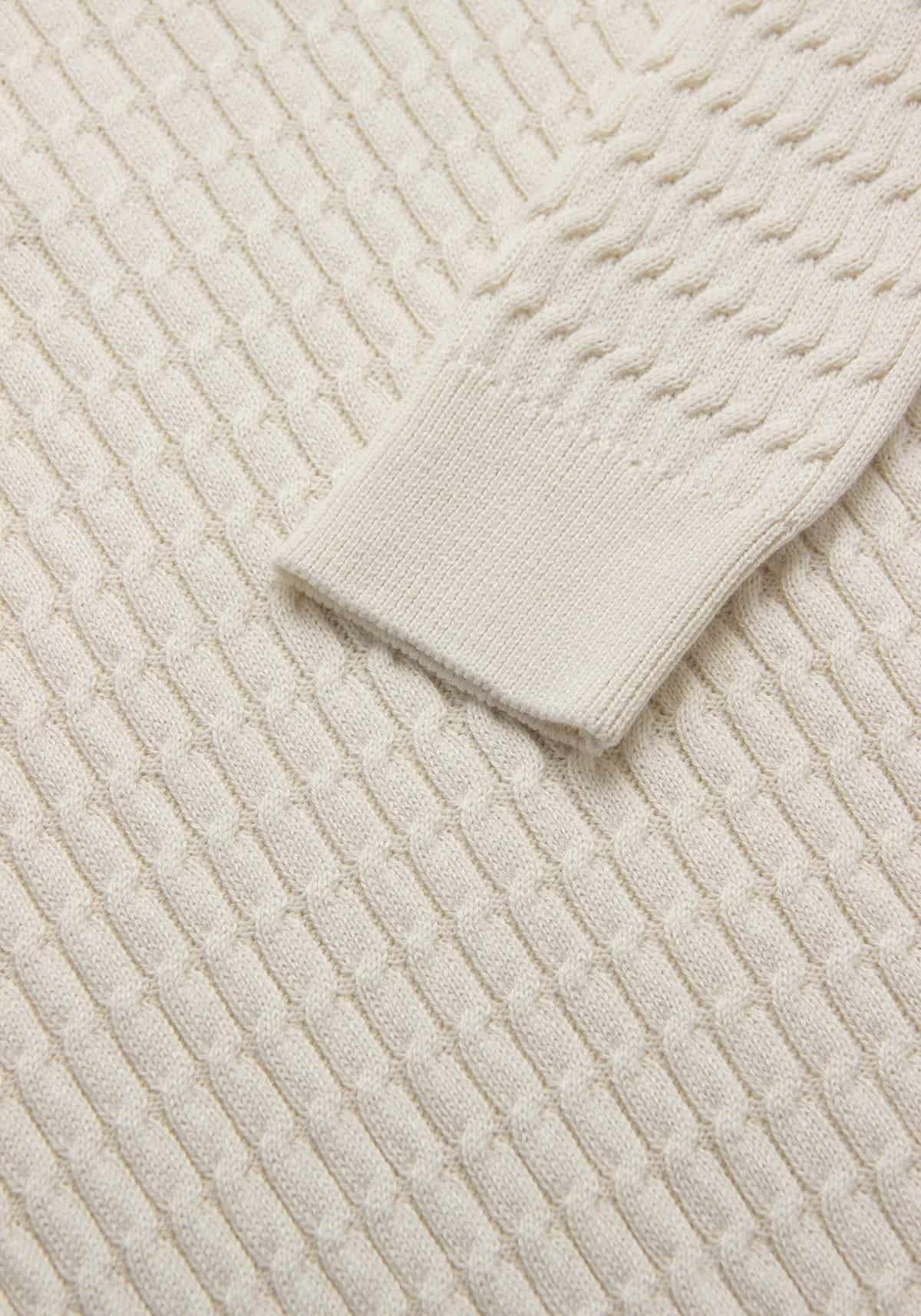 Saco Trenzado Half Zip Algodón Crema - miniatura 3