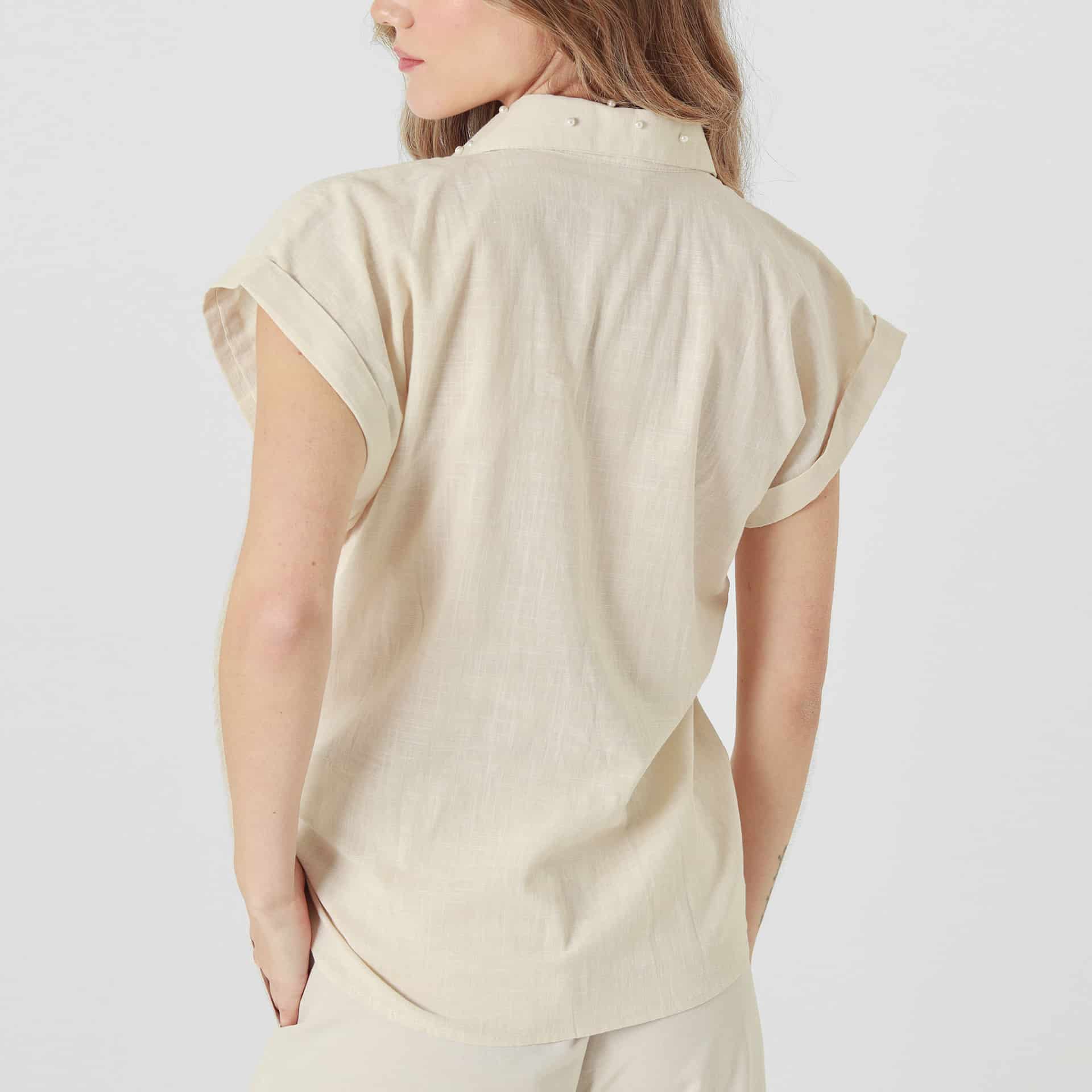 Blusa Cuello Camisero Manga Corta - miniatura 2