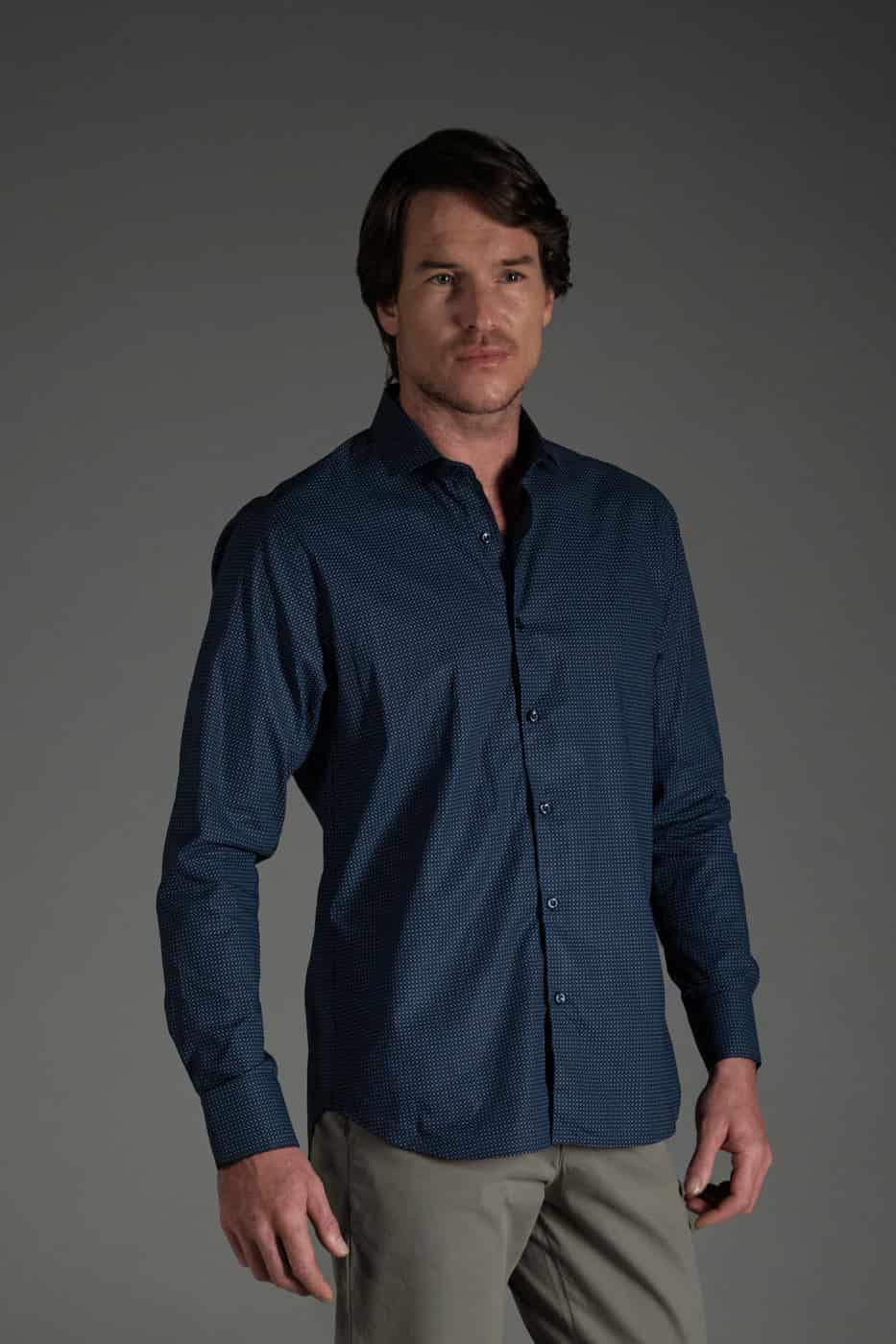 Camisa Casual Classic Algodón Azul Navy Mini Print - miniatura 3