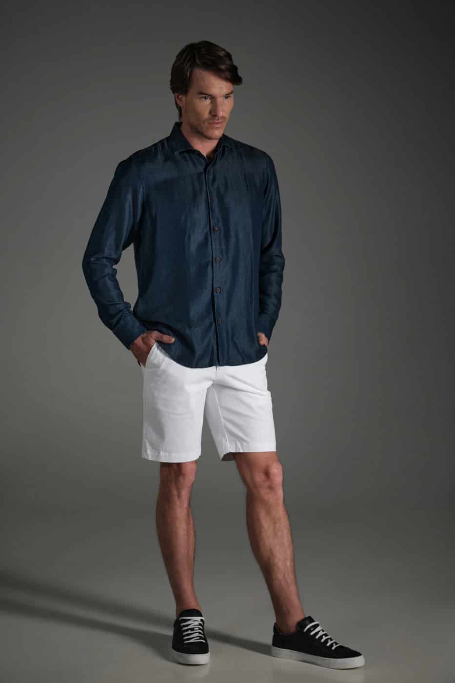Bermuda Chino Slim Dril Blanco - miniatura 3