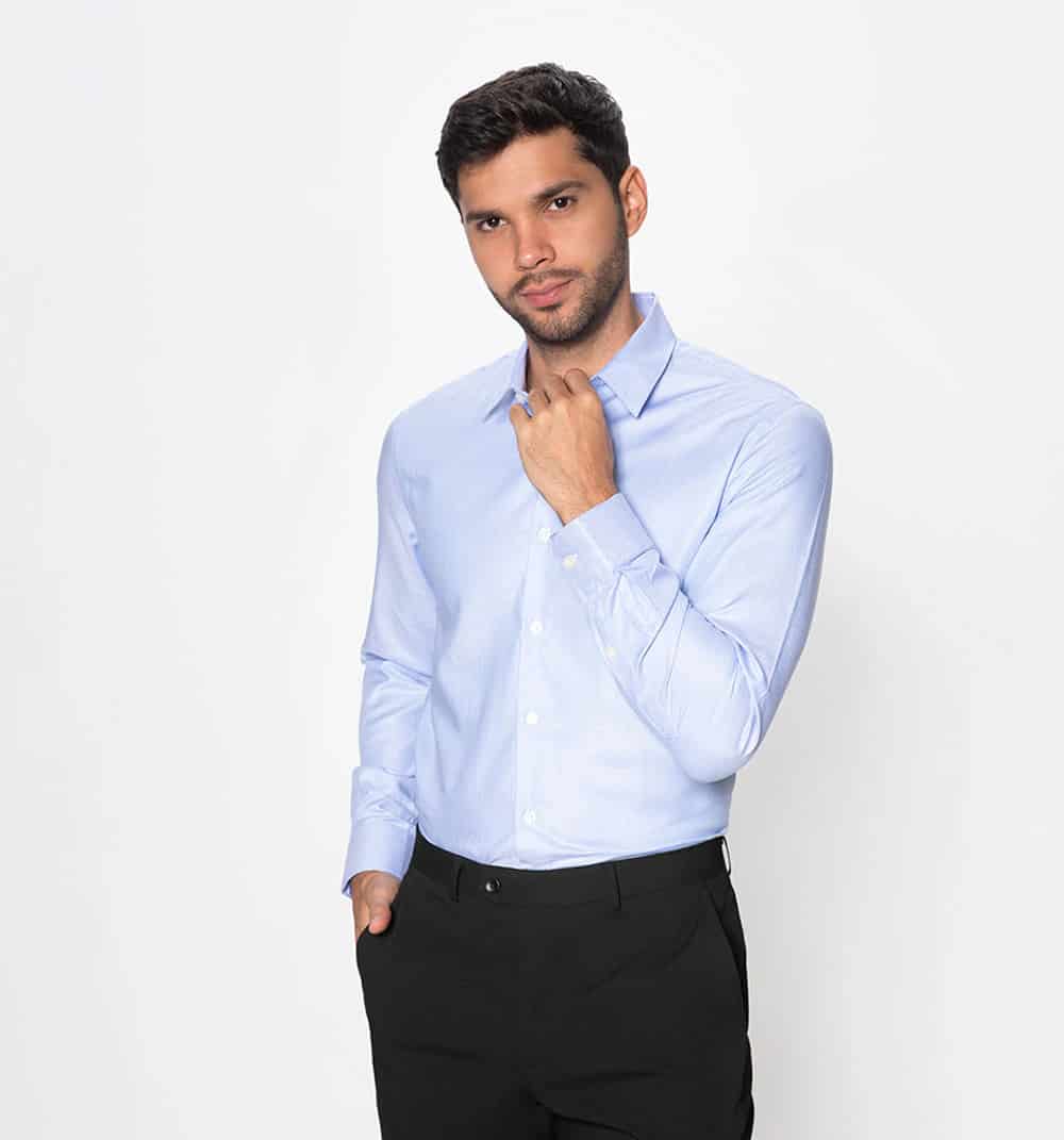 Camisa linea fina cuello italiano - miniatura 2