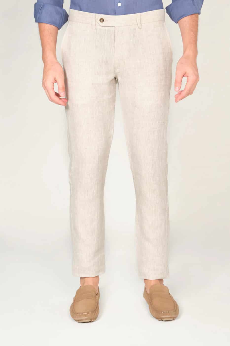 Pantalón Slim Lino Piñacolada Natural - miniatura 3