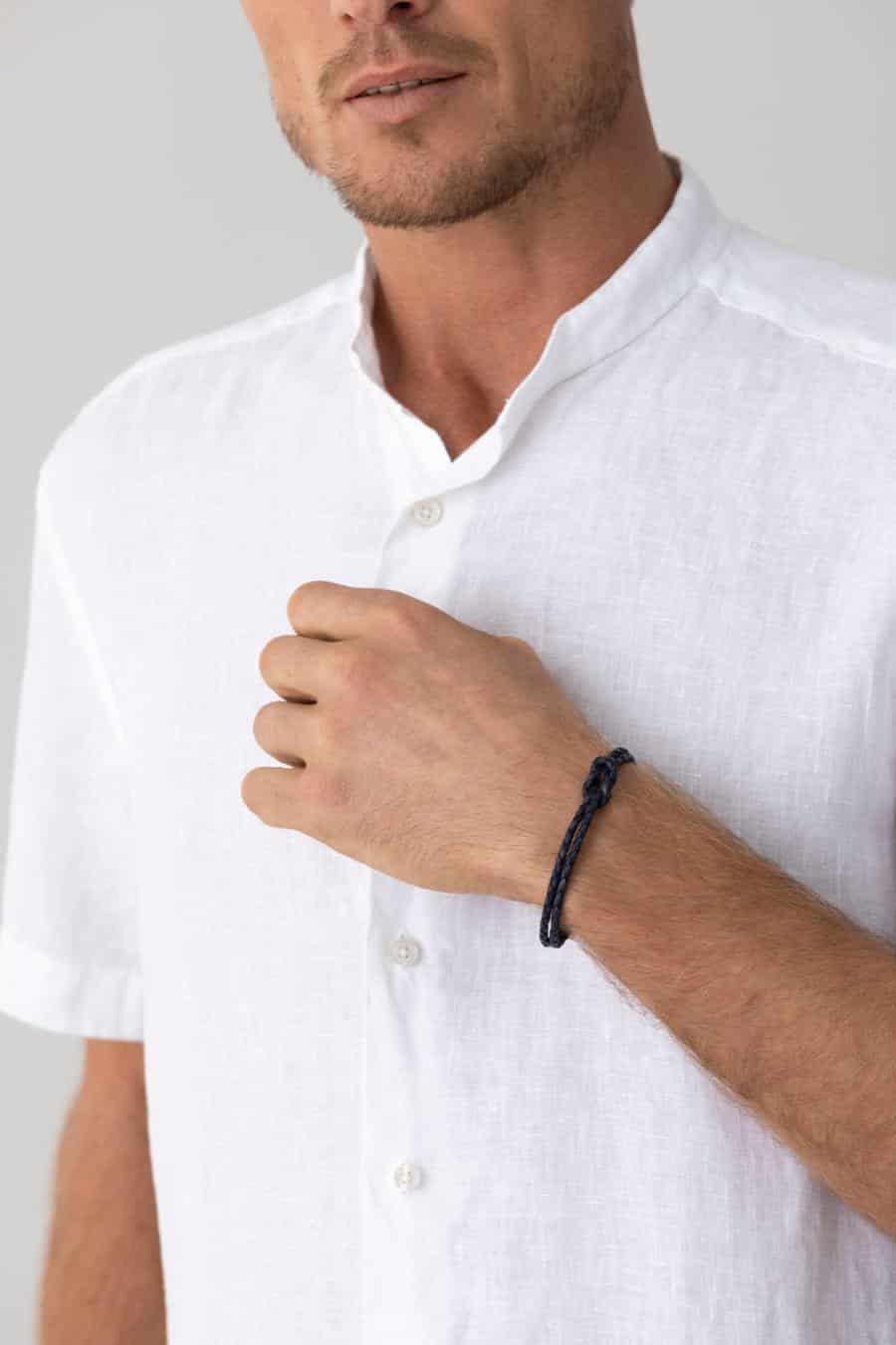 men’s linen shirt mao white mc basic - miniatura 7