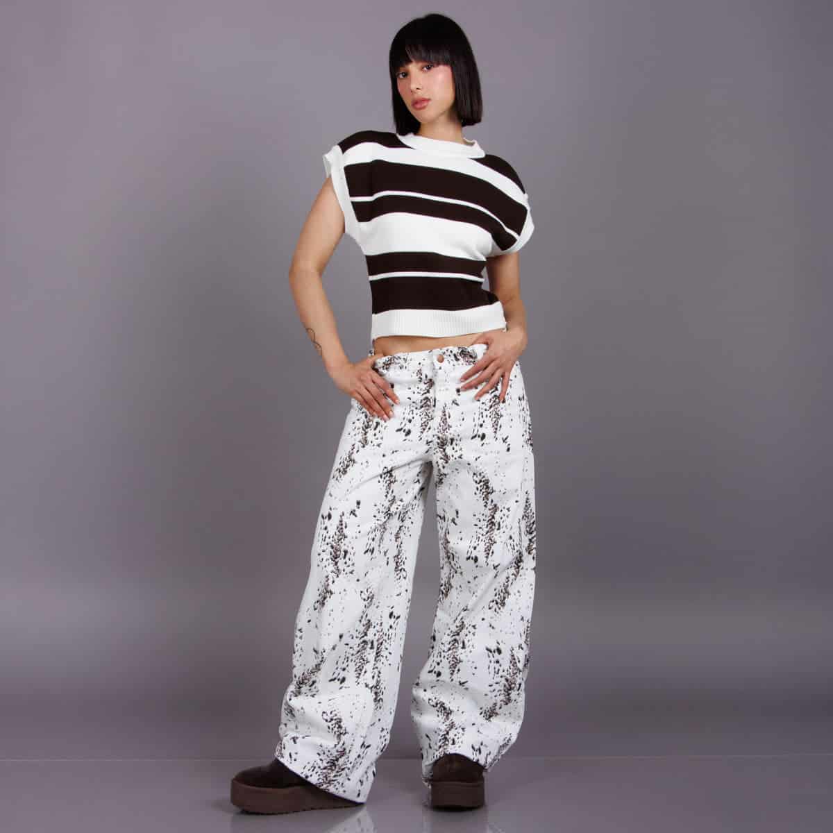 Jean Wide Leg Marfil Ax-3109 Rigido - miniatura 1