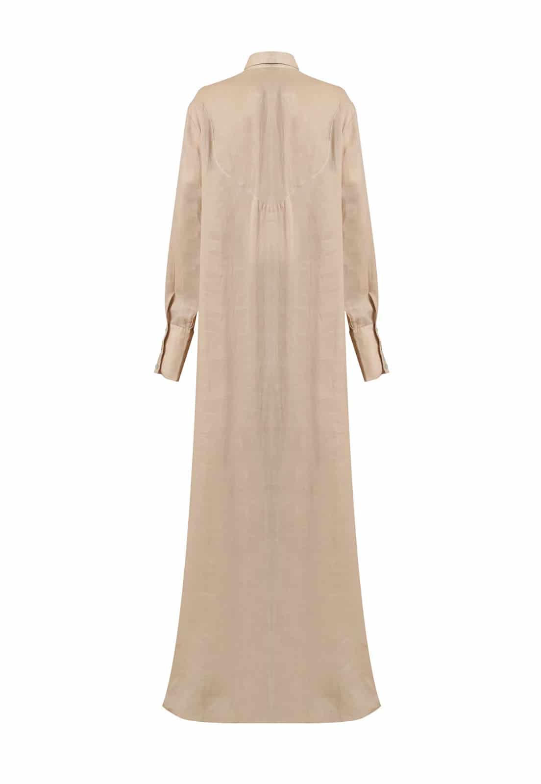 ASYMMETRICAL WAVES NECK SHIRT LINEN DRESS - miniatura 3