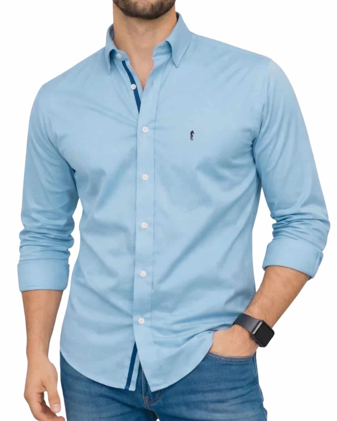 Camisa Berlin Manga Larga Azul Claro - miniatura 2