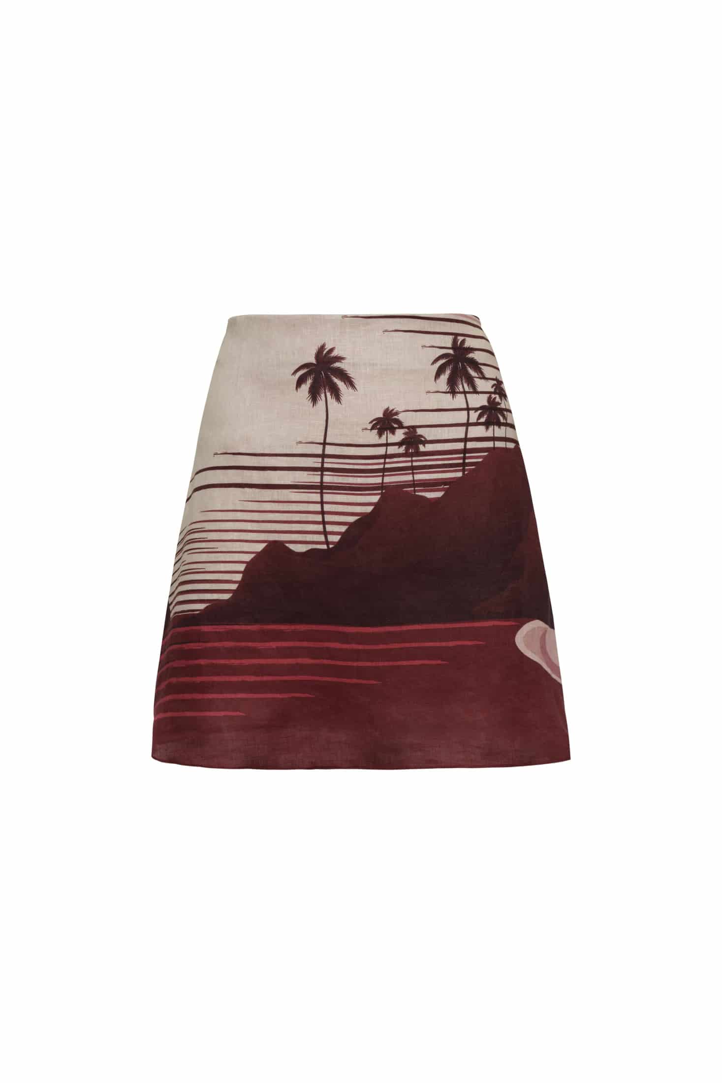 Carmelita Linen Mini Skirt / Red Tropical Landscape - miniatura 3