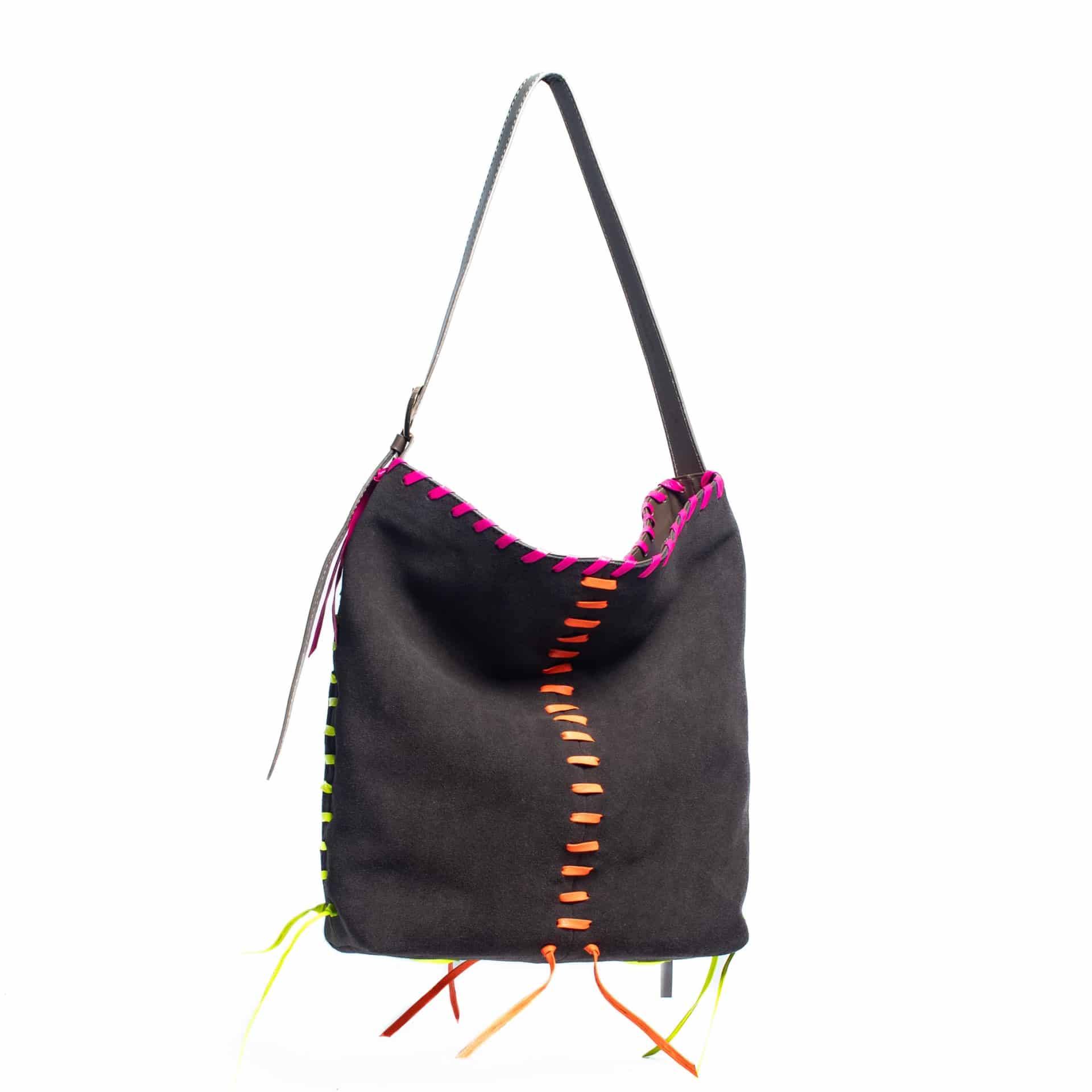 PIÑATA BAG - taupe x cintas en cuero neón - miniatura 1