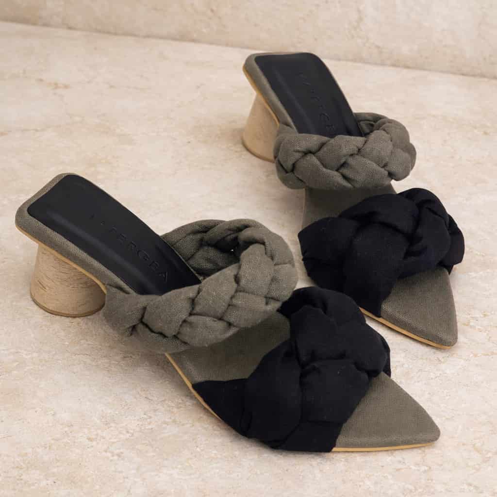Black & Green Vetra Braided Sandals - miniatura 1