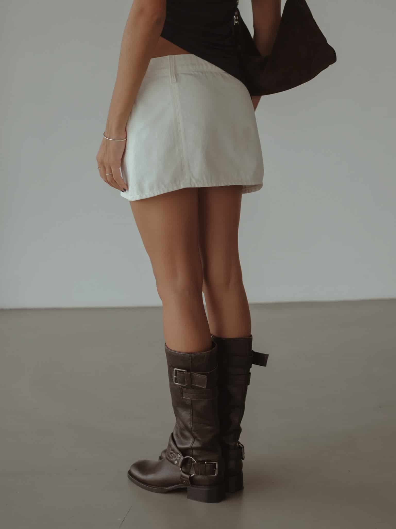 DENIM MINI SKIRT - SOFT WHITE - miniatura 9