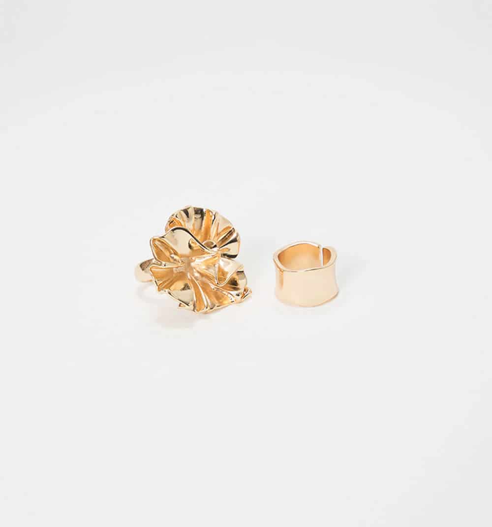 Anillo maxi flor y argolla set x2 - miniatura 3