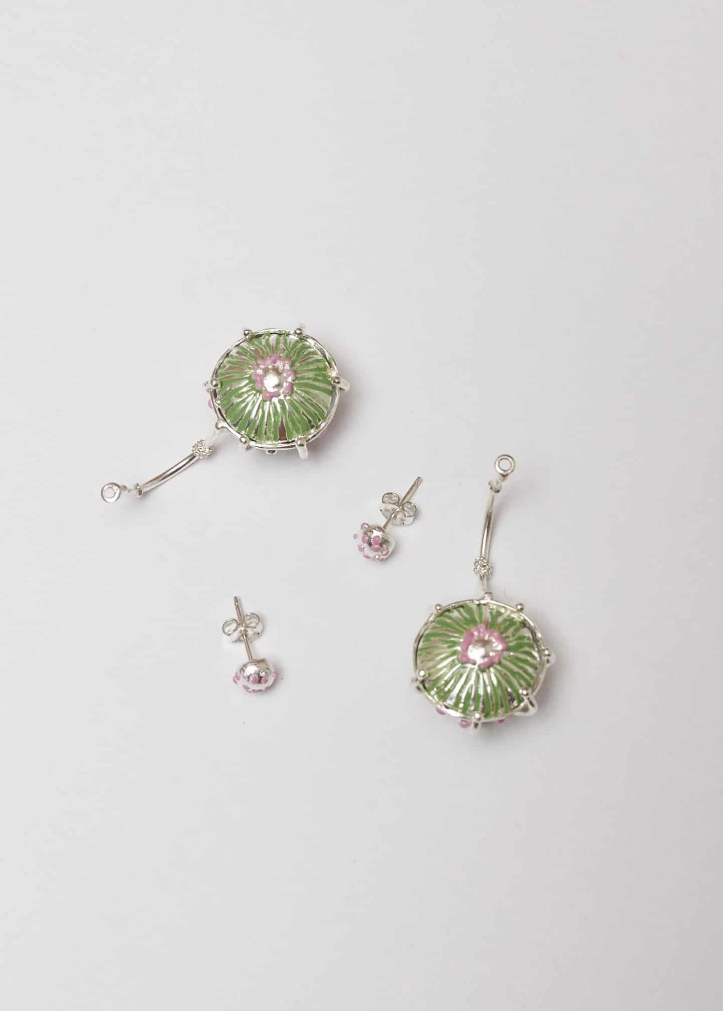Aretes maxi sombrerito pistacho lila - miniatura 4