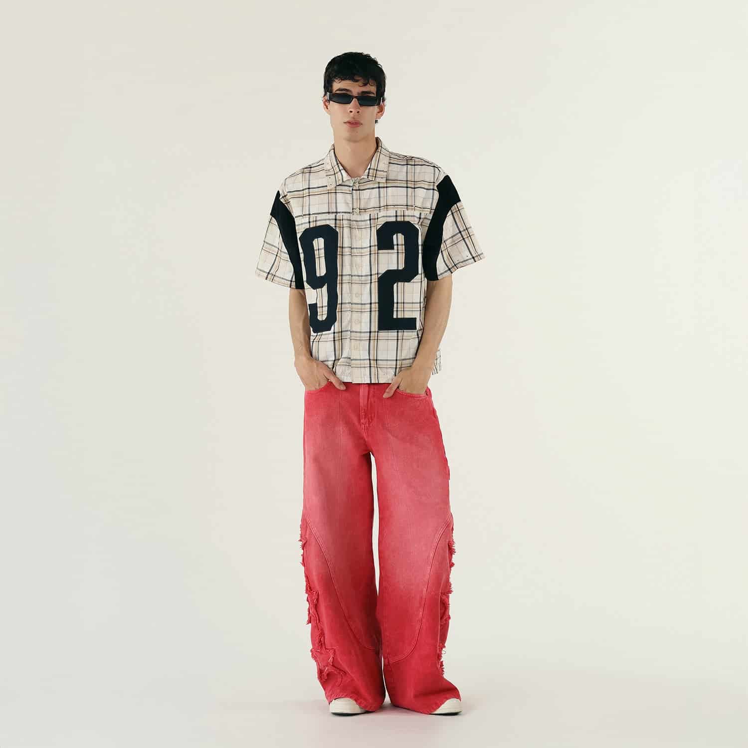 Plaid Button-Up Jersey - Cream - miniatura 3