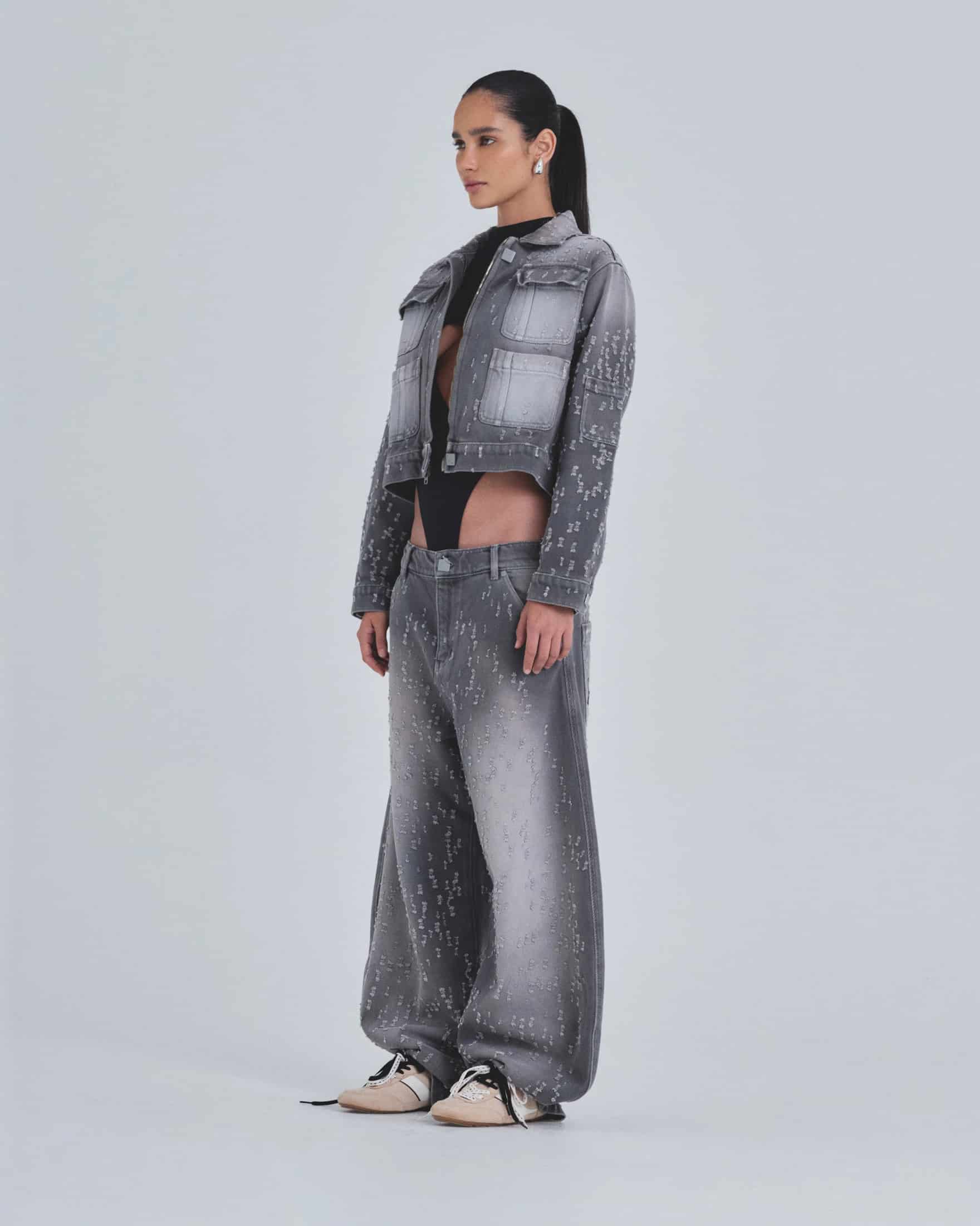 W Holy State UNDRGLD Ripped Jacket Washed Gray - miniatura 5