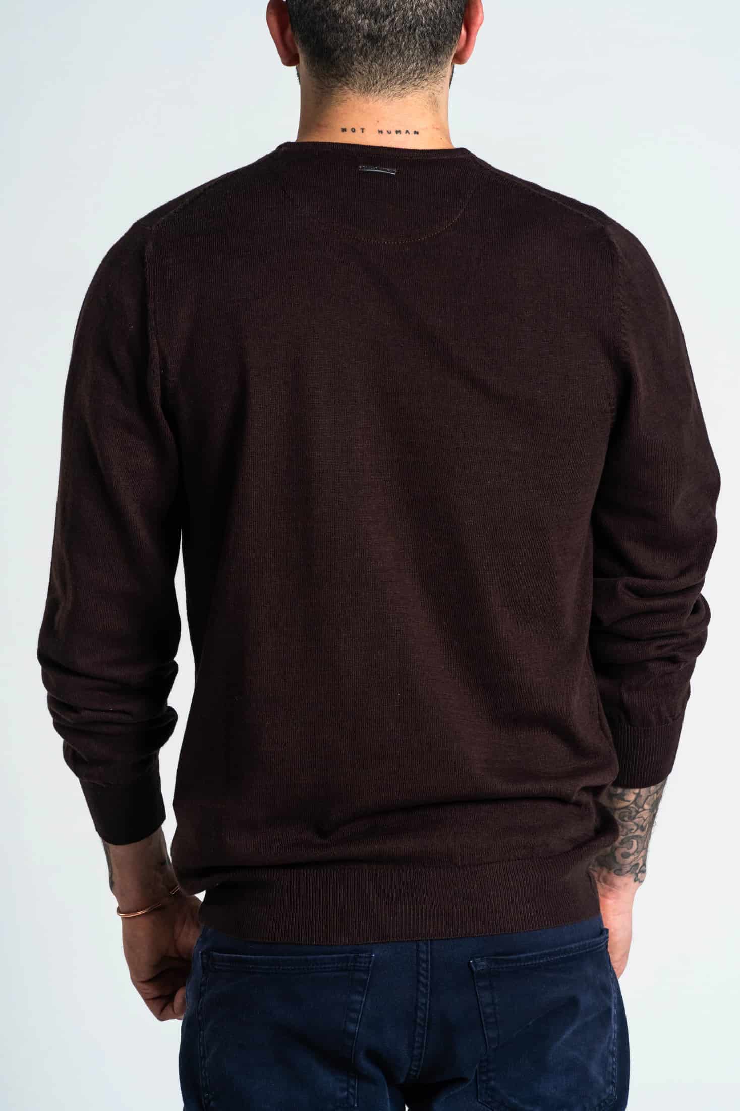 Saco Cuello V Algodón Chocolate - miniatura 4