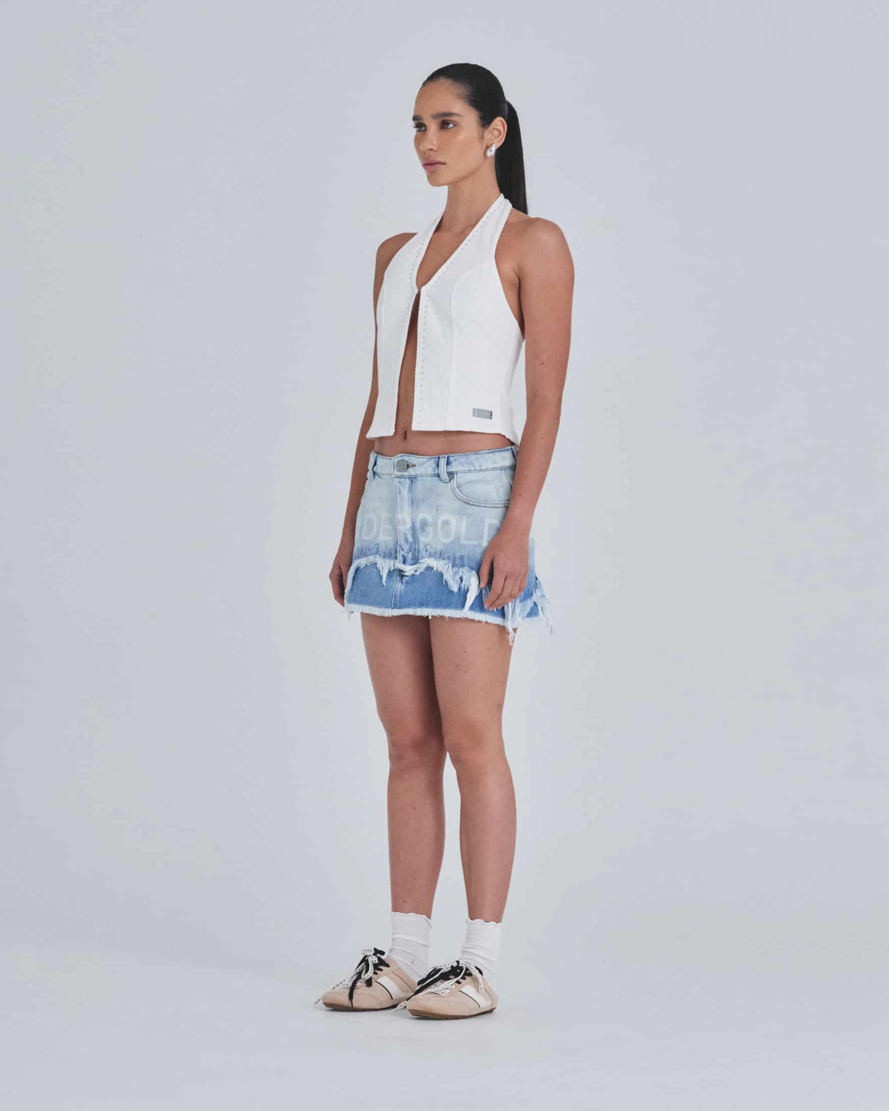 W Basics Rhinestone Top Vest White - miniatura 5