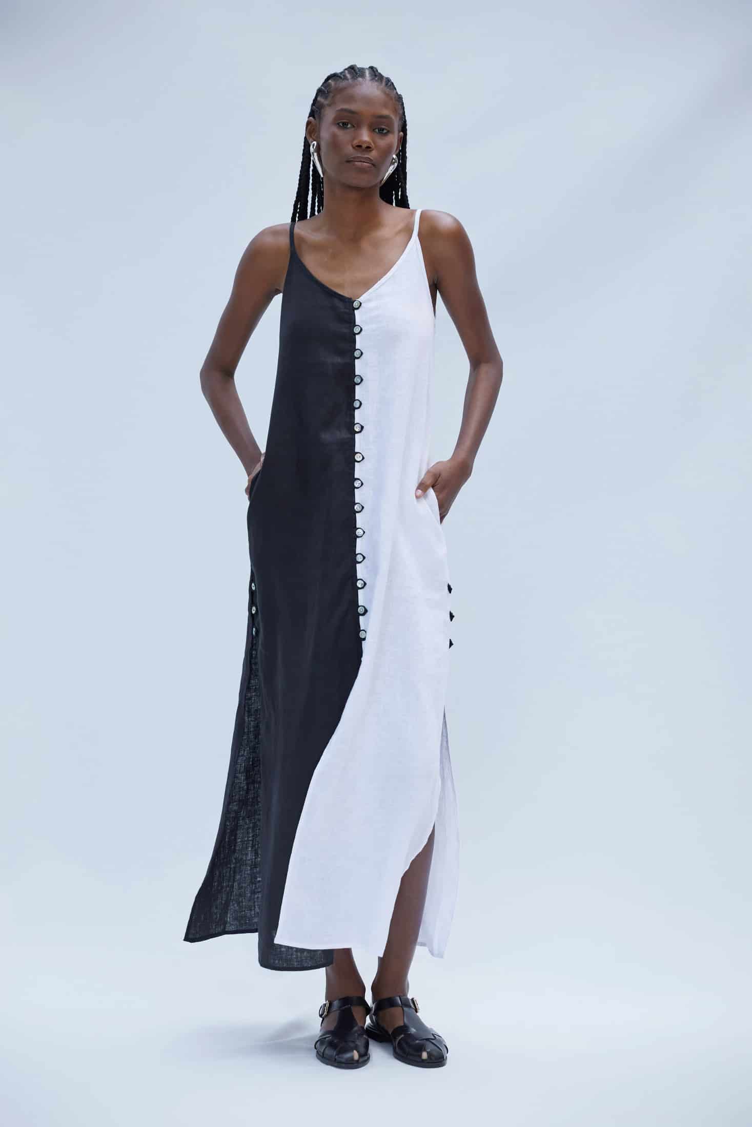 YANNA DRESS WHITE/BLACK - miniatura 1