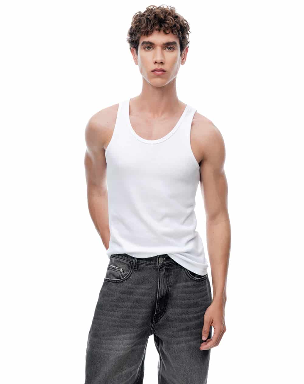 Camisilla slim algodón blanco hombre - miniatura 3