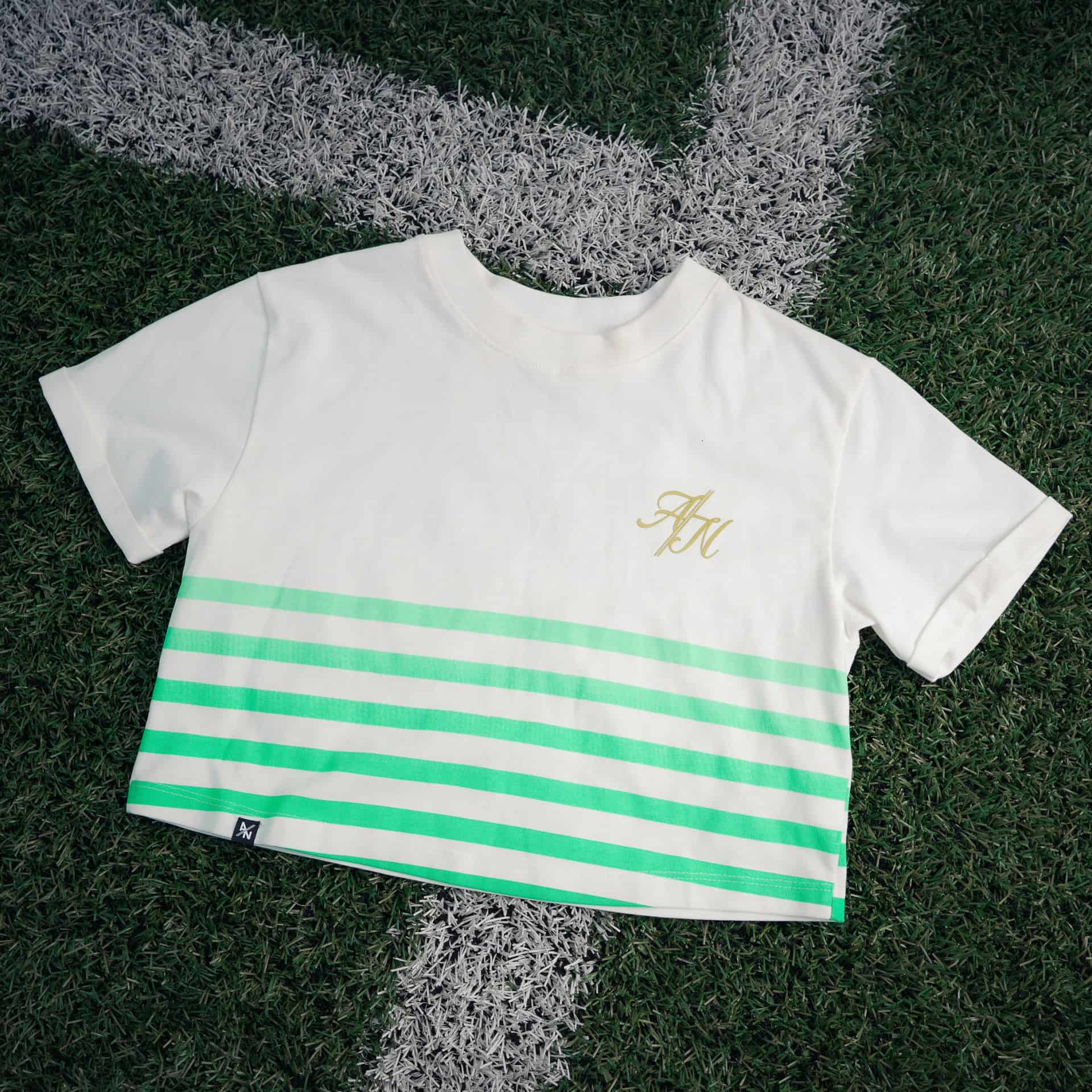 CAMISETA CROP RAYAS VERDES MUJER - miniatura 1