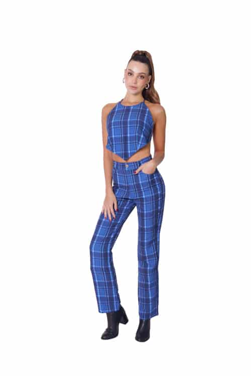 Howdy Top In Blue Tartan - miniatura 5