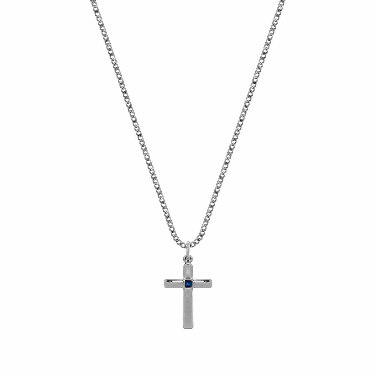 AXIS CROSS NECKLACE | CADENA CON DIJE EN FORMA DE CRUZ EN PLATA LEY 925 Y PIEDRA - miniatura 4