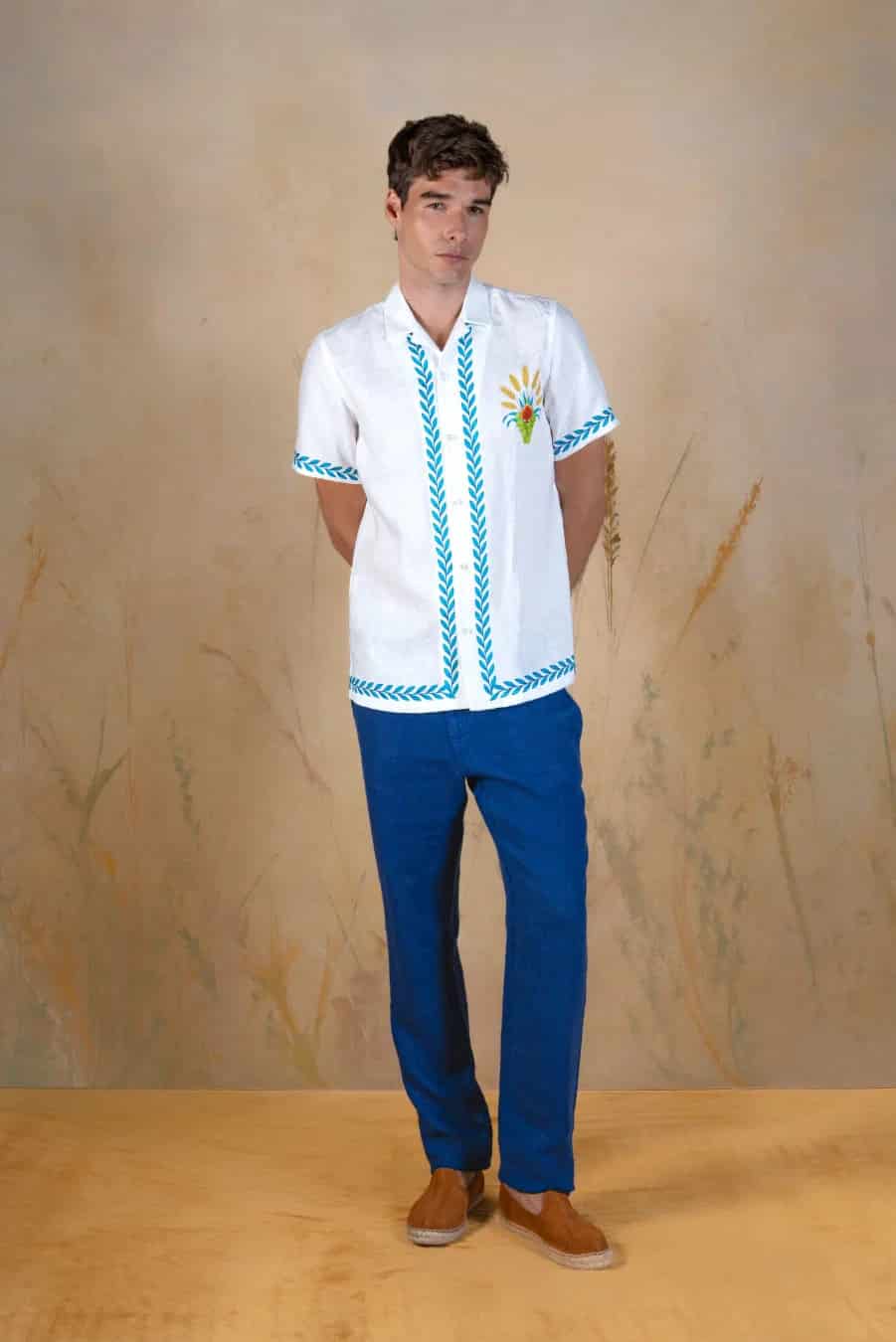 Telluris linen bowling shirt white - miniatura 1
