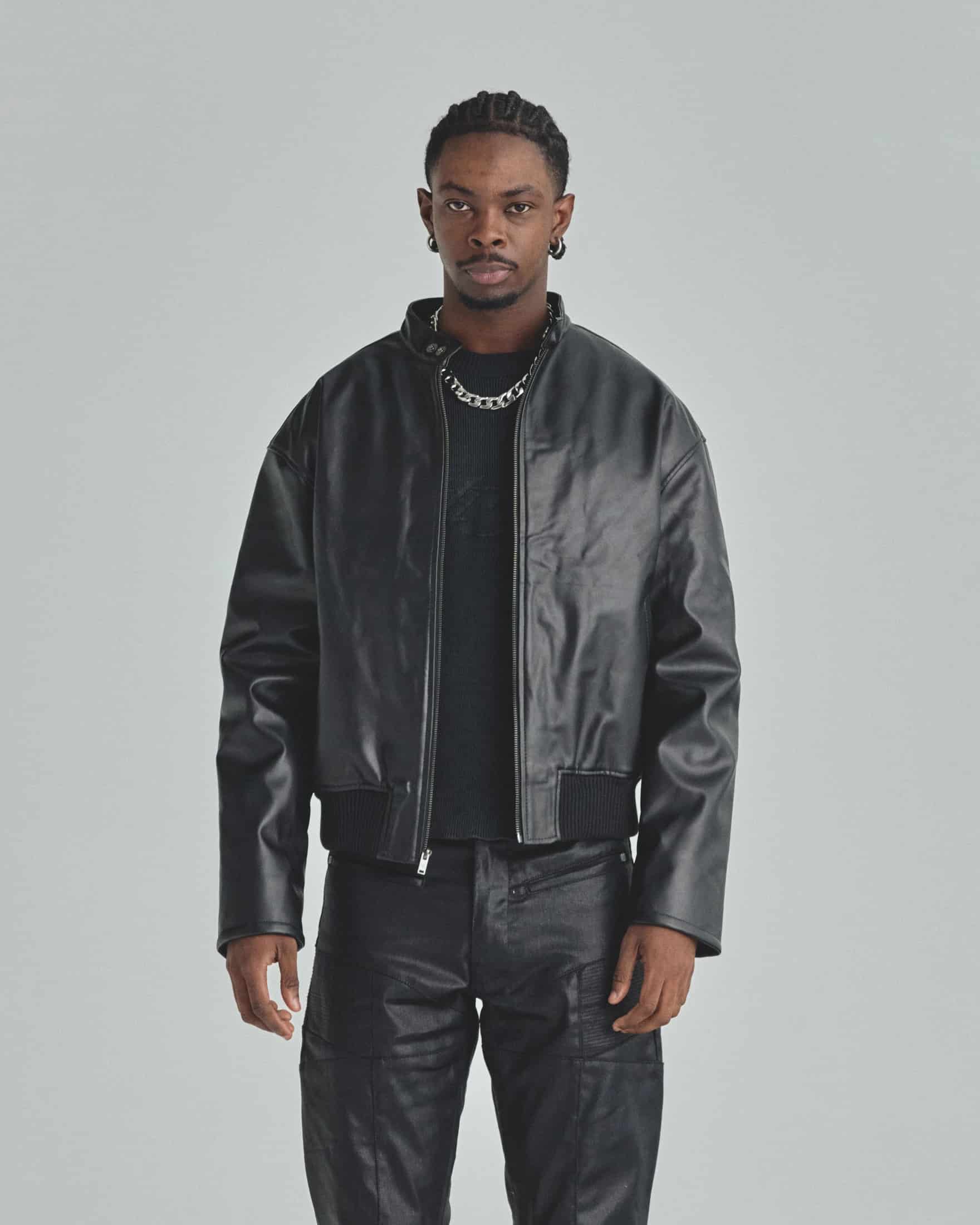 Spring Worn Logo Biker Jacket Black - miniatura 2