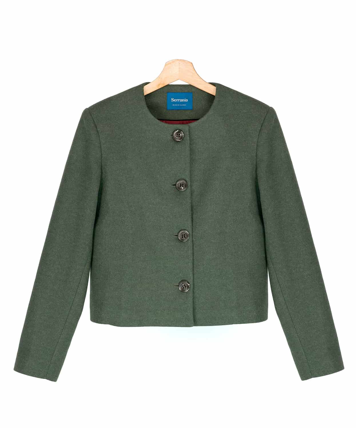 Chaqueta Cropped en Paño Verde Estocolmo - miniatura 10
