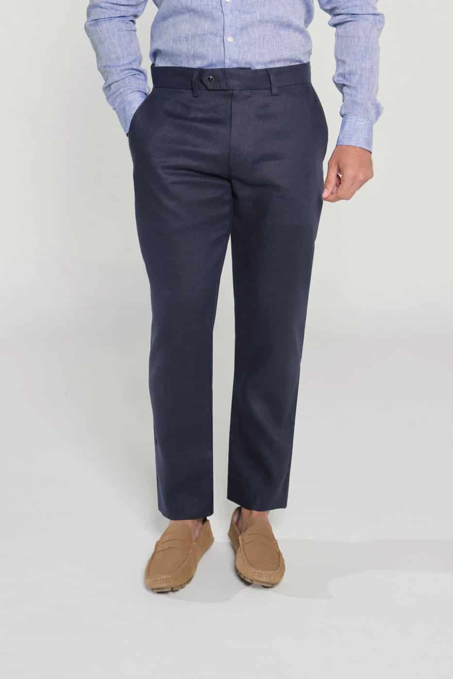 Pantalón Slim Lino Azul Navy - miniatura 1