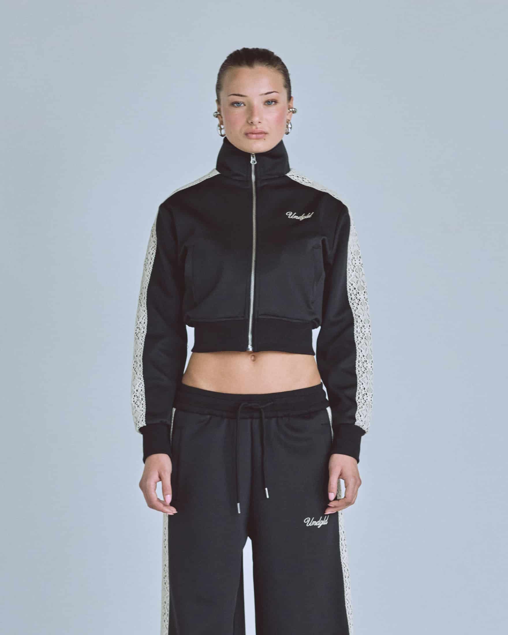 W Basics Undgld Lace-panel Track Jacket Black - miniatura 2