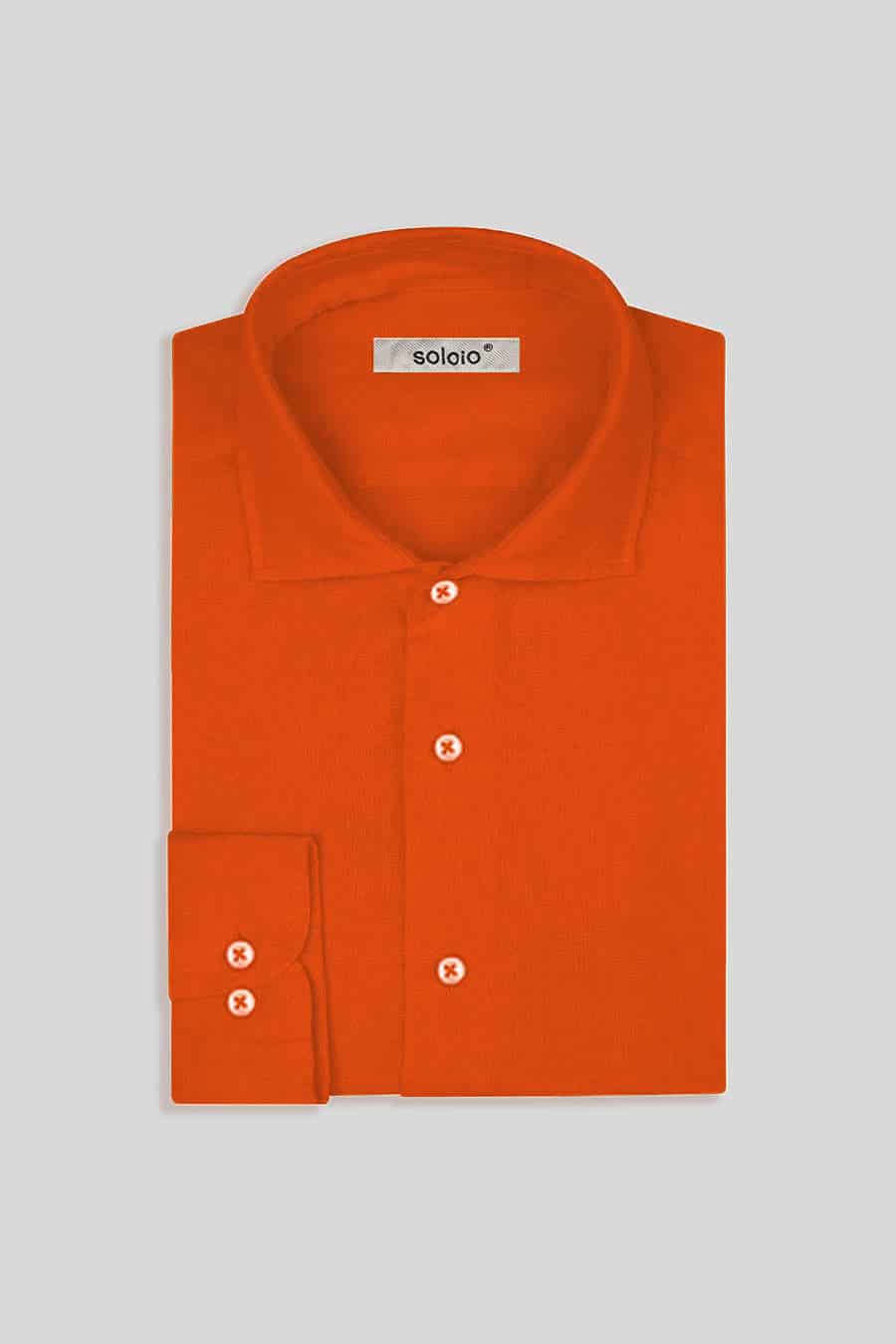 Men's linen shirt orange - miniatura 5