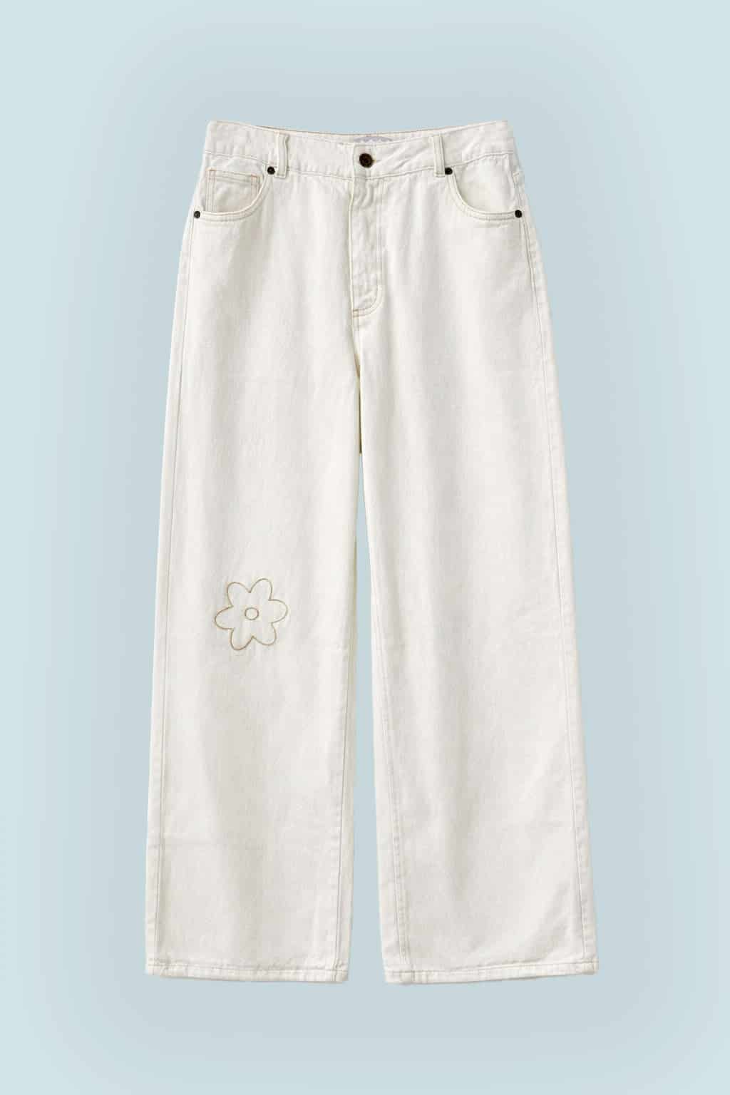 Jeans Flor Bordada Crudo - miniatura 14