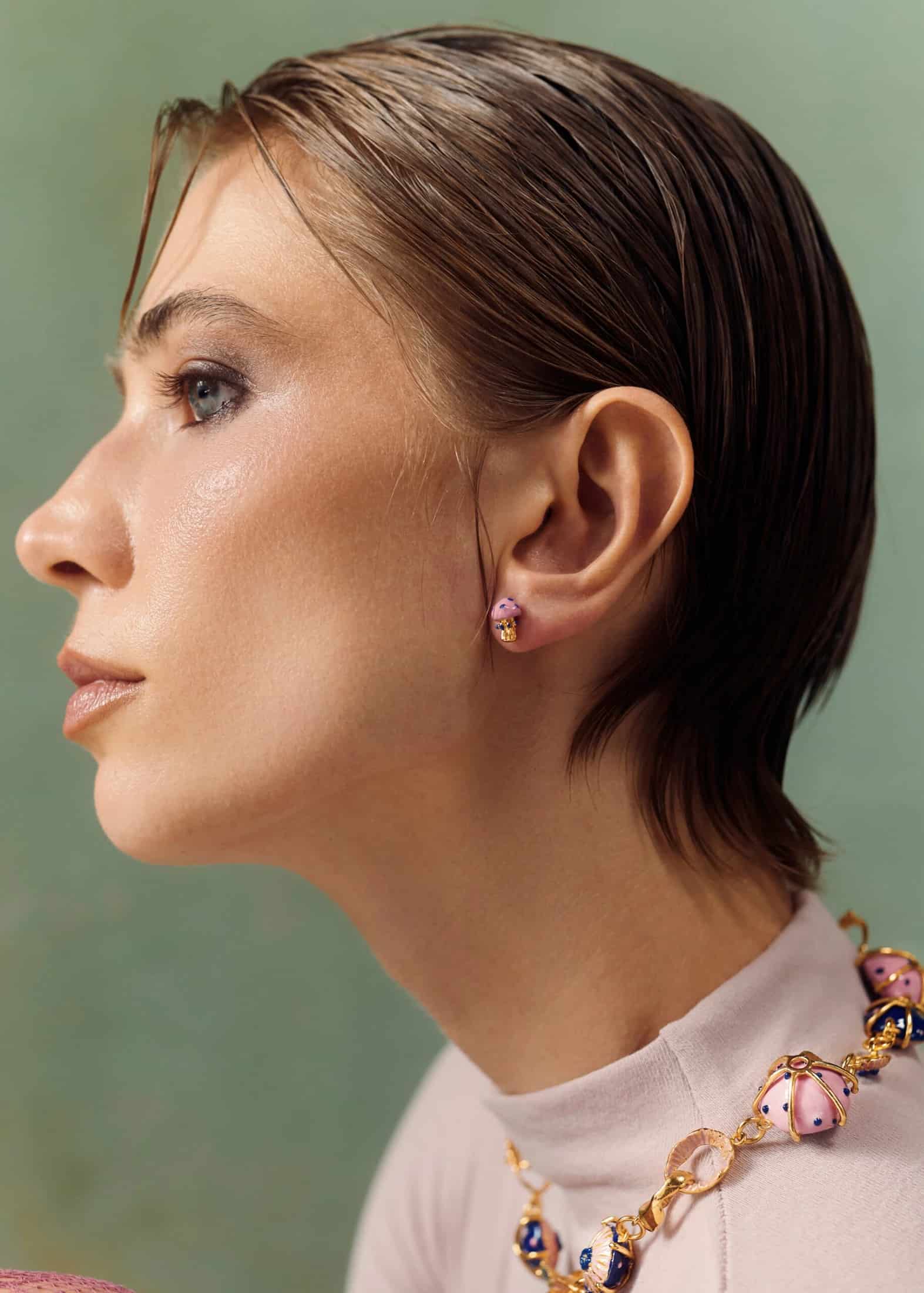 aretes seticas rosa - miniatura 2