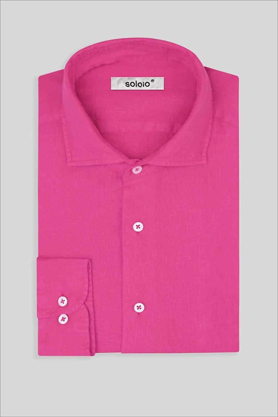 Men's linen shirt light fuxia - miniatura 3