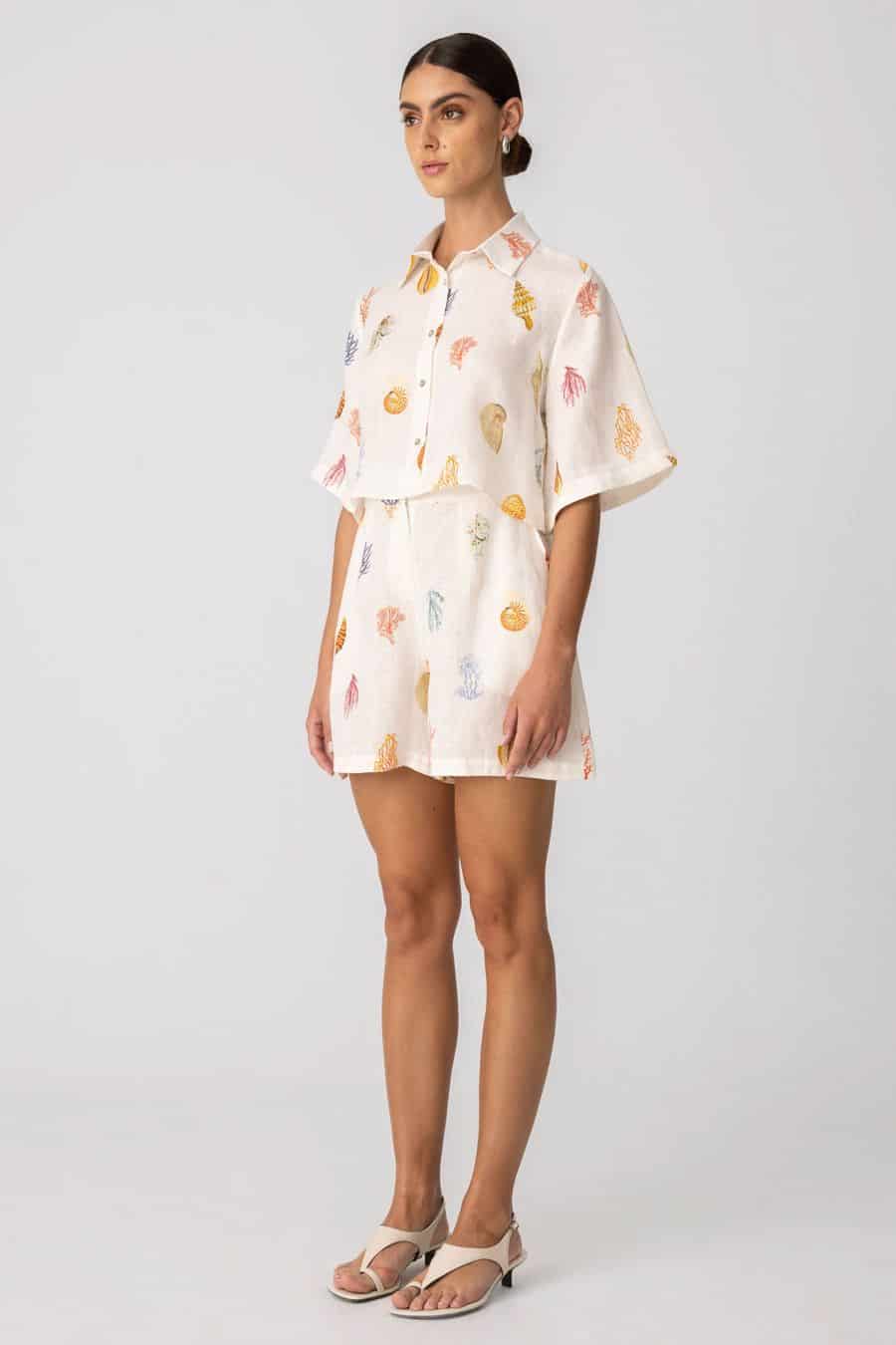Women's linen shirt white zuyder - miniatura 3
