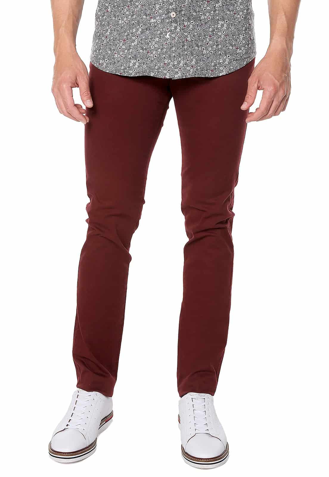 Pantalón dril vinotinto con spandex - miniatura 1