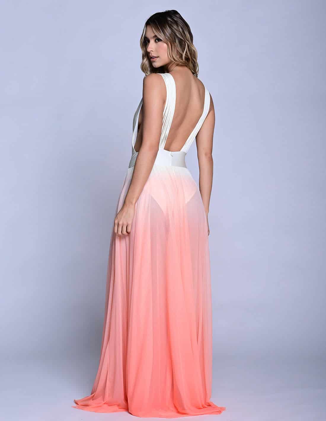 Vestido Equinoccio Ivory + Salmon Flower - miniatura 2