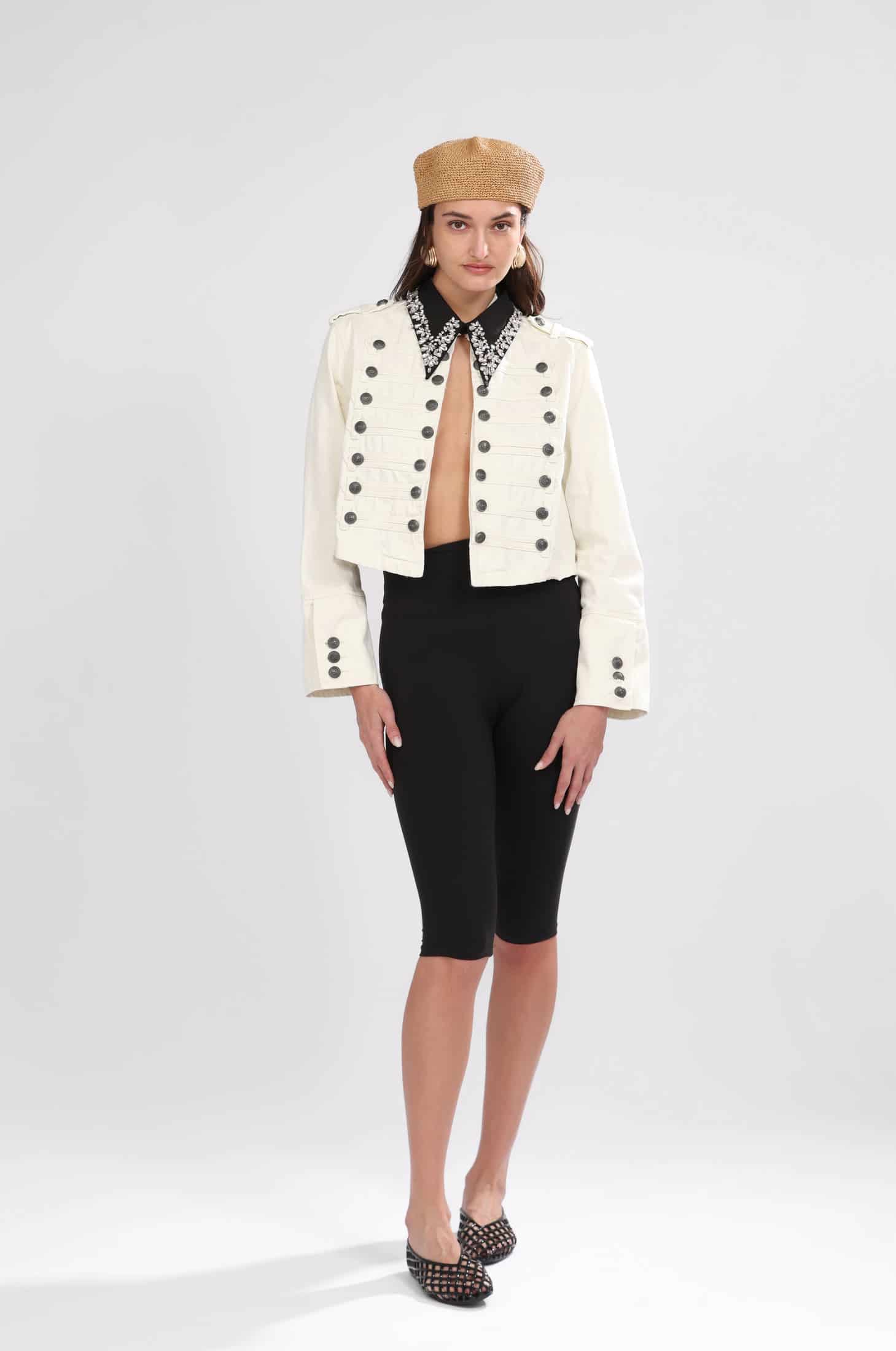 DENIM NAPOLEON JACKET, WHITE - miniatura 2