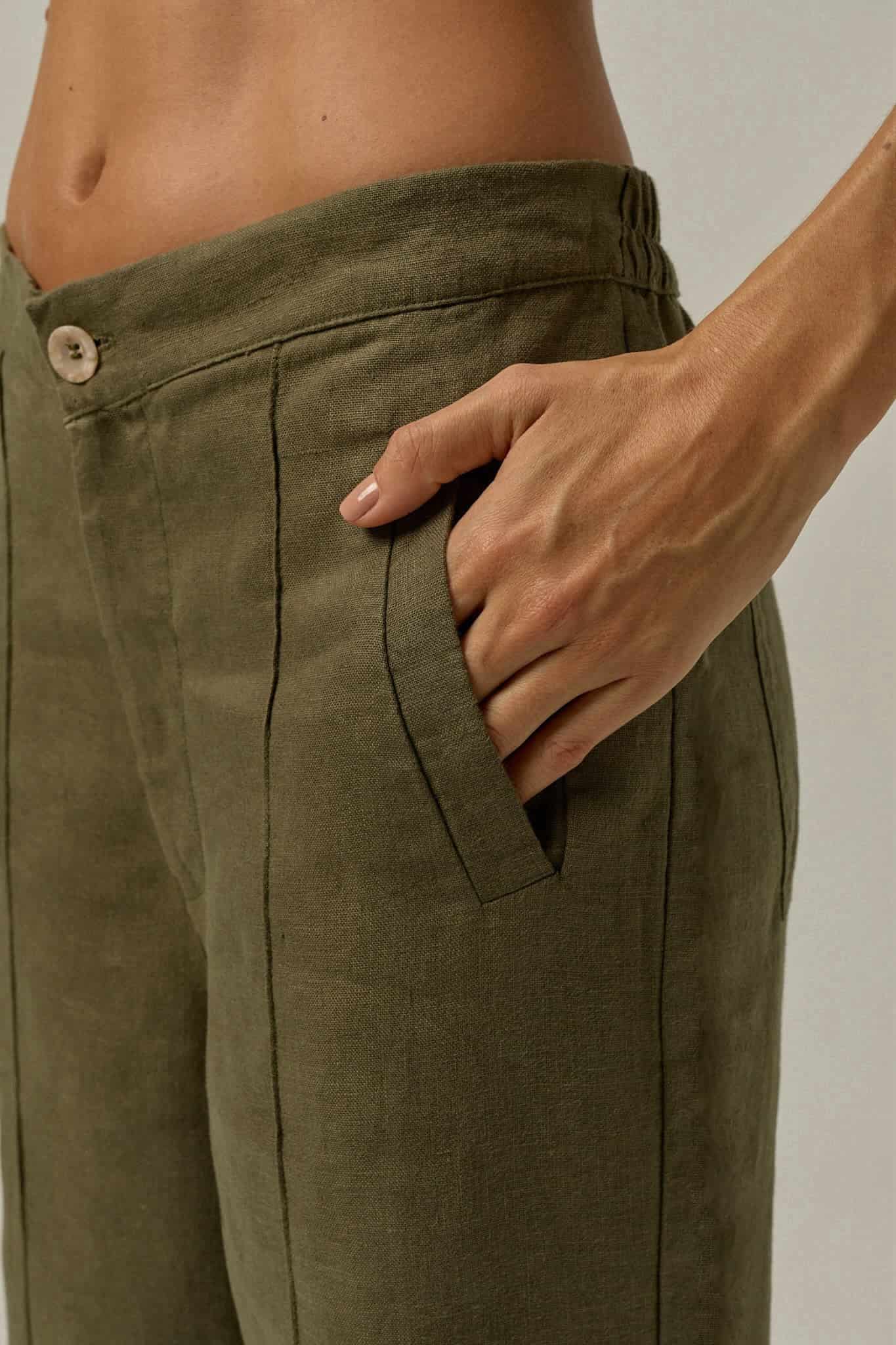 Pantalón Serre de lino | Verde Oliva - miniatura 2