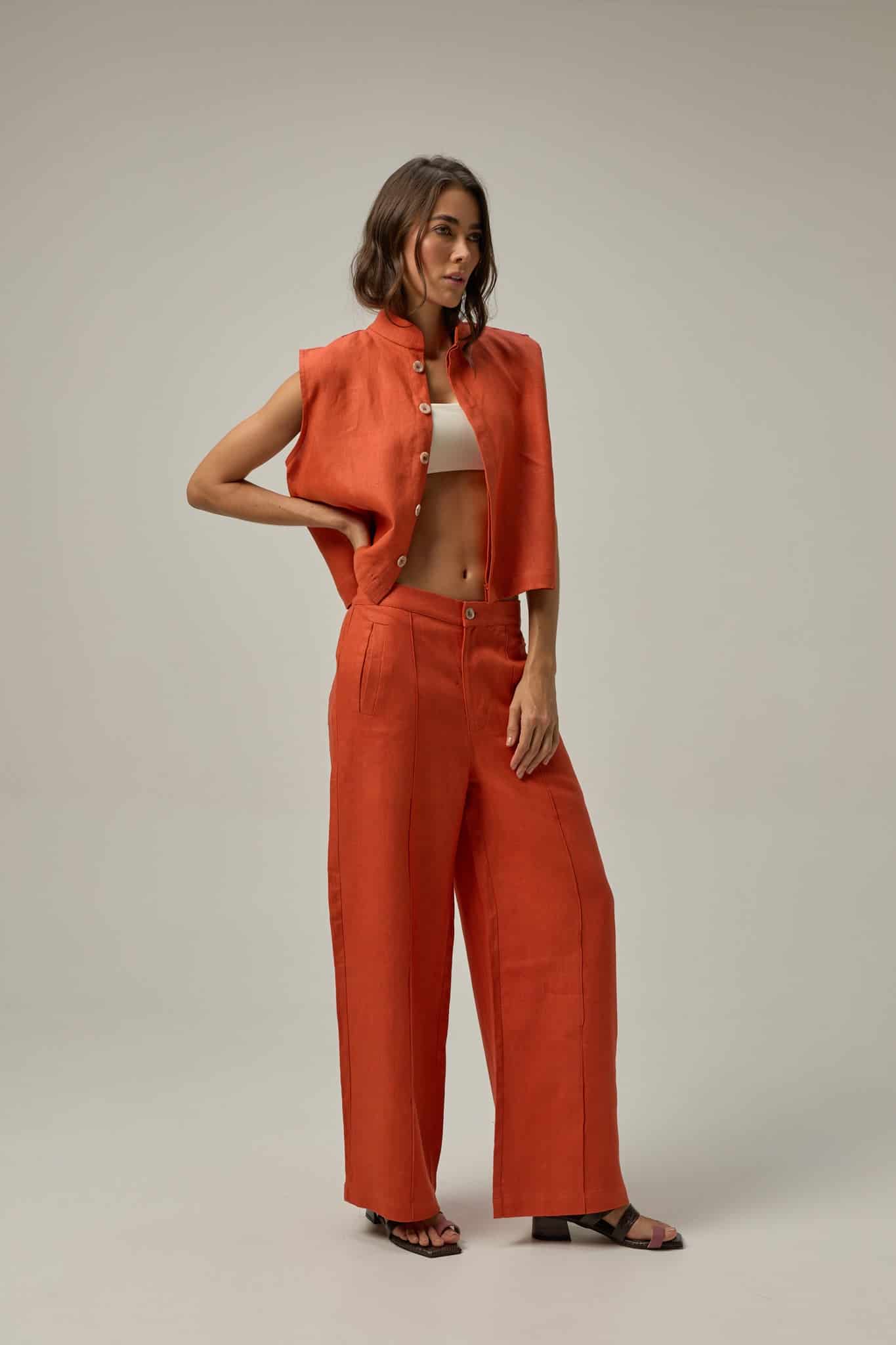 Chaleco Muse de lino | naranja - miniatura 3
