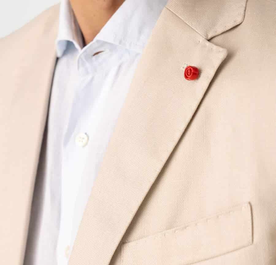 Men's mixed fabric beige vittorio set - miniatura 3