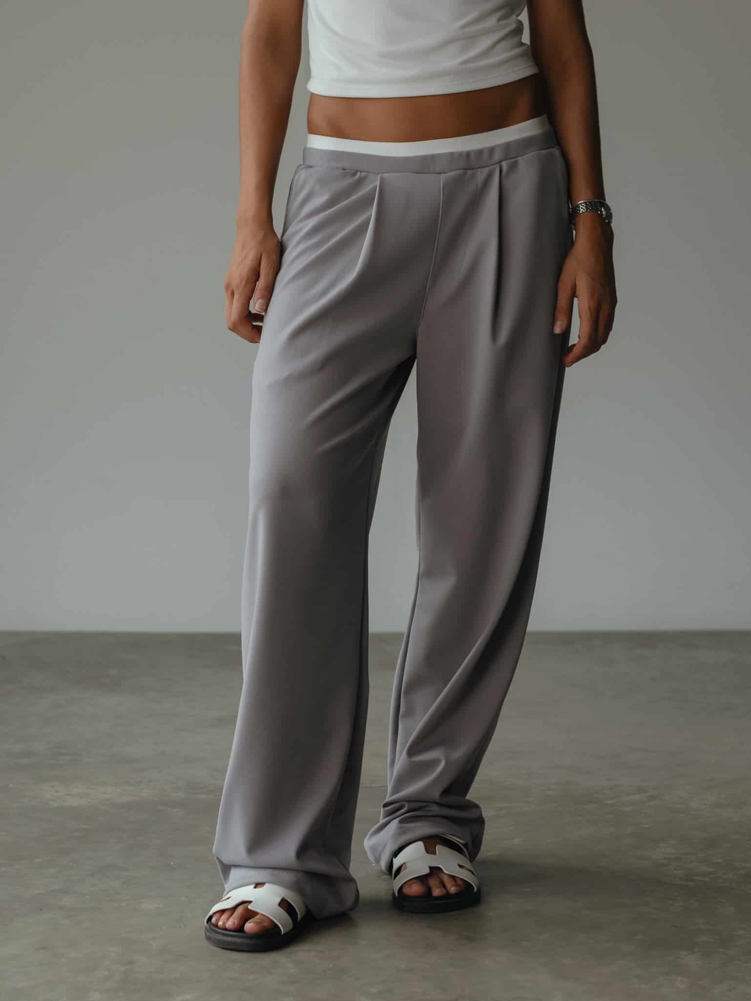 WIDE LEG BAND PANT - LIGHT GRAY - miniatura 1