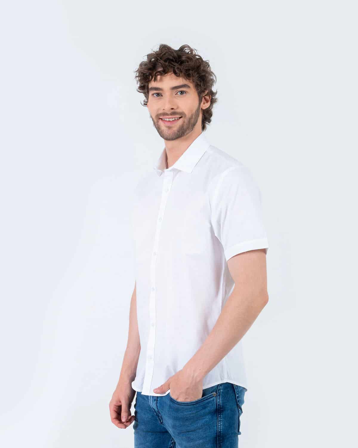 Camisa blanca manga corta para hombre - miniatura 70