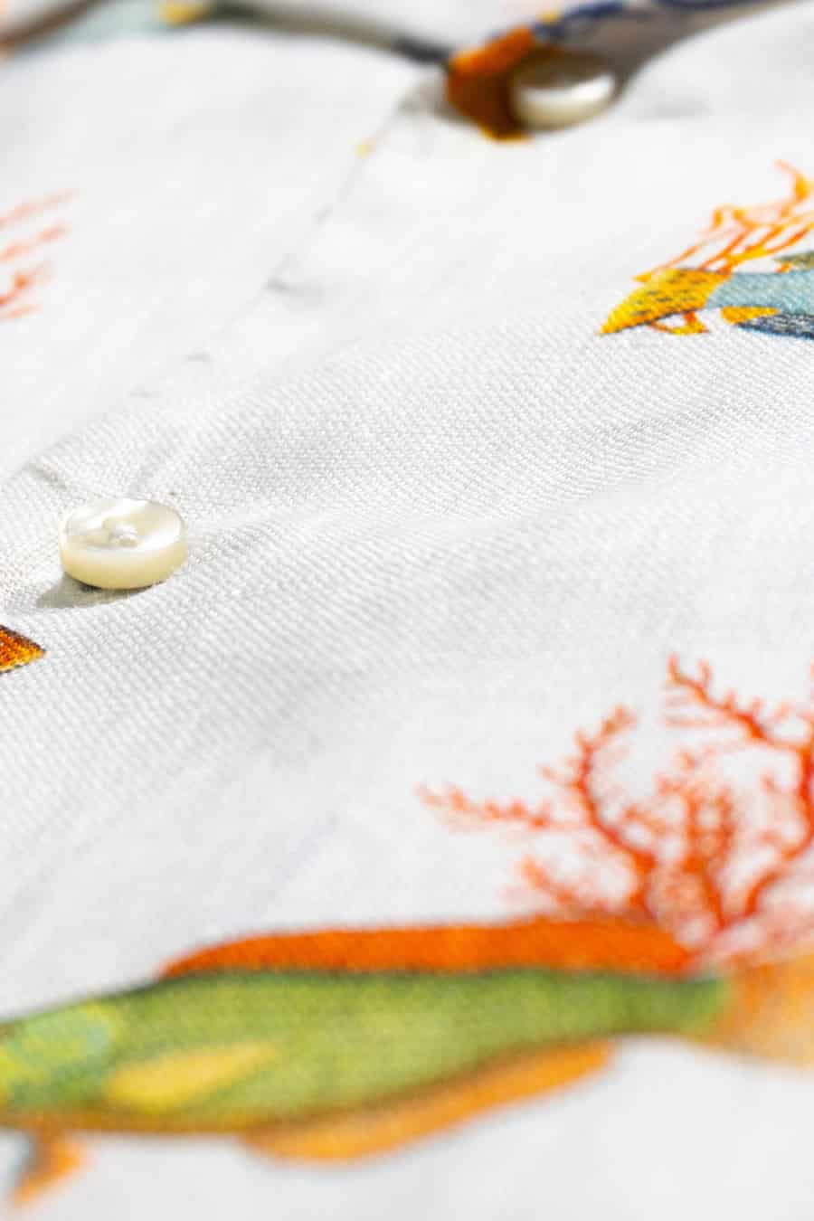 Men's linen shirt white polynesia - miniatura 7