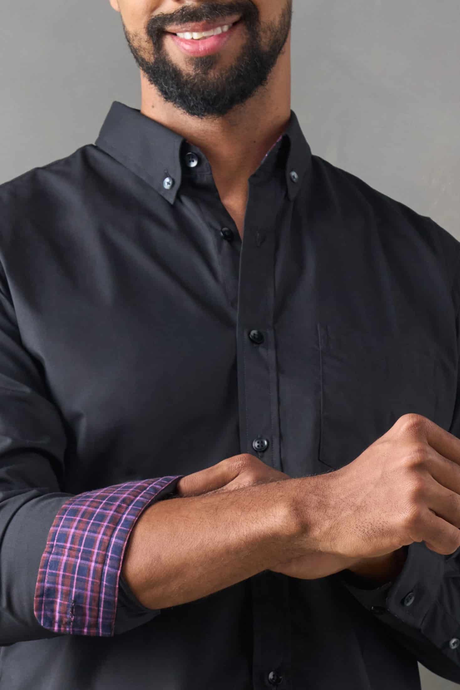 Camisa manga larga regular fit negro - miniatura 3