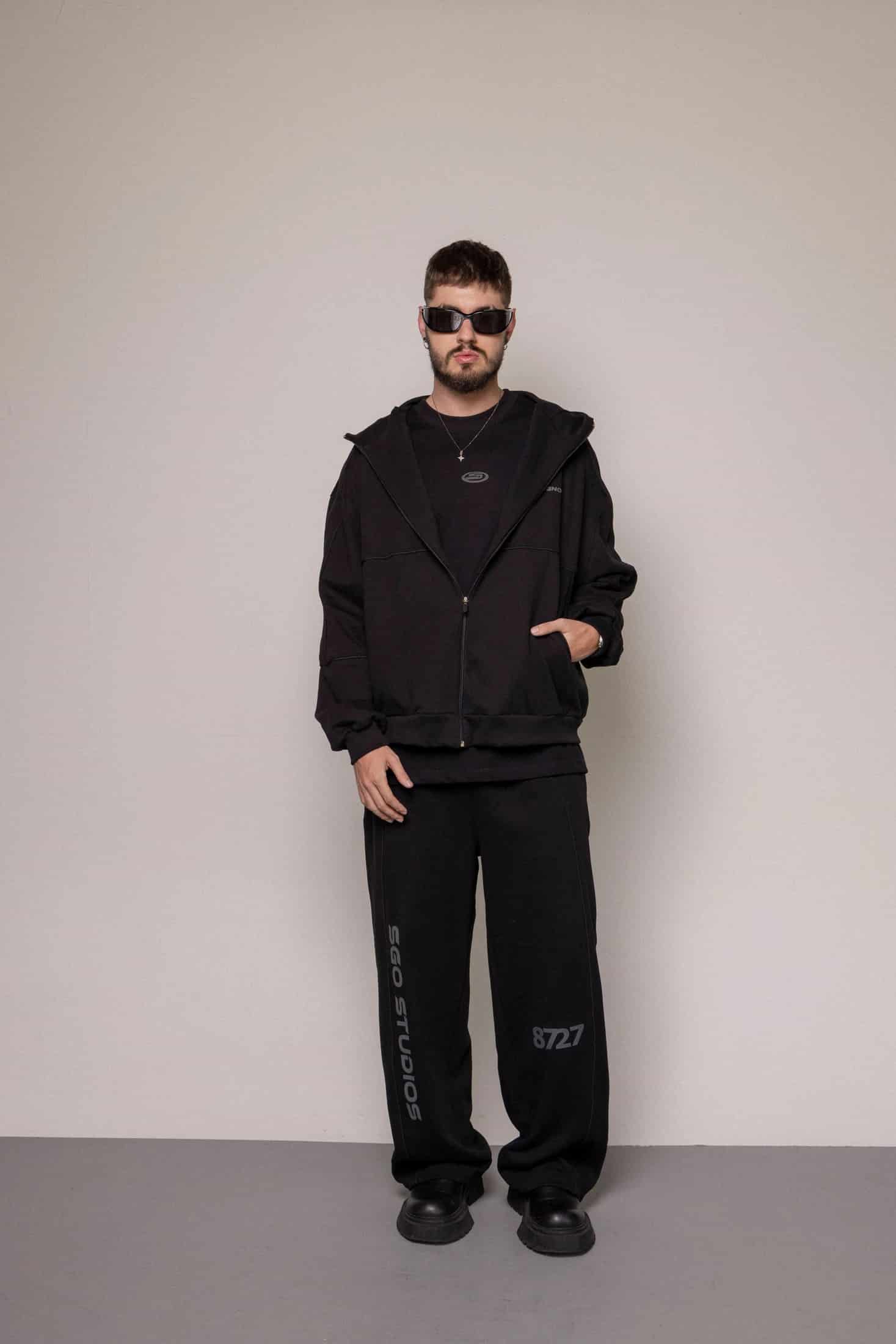 SET HOODIE Y SUDADERA 8727 -NEGRO - miniatura 1