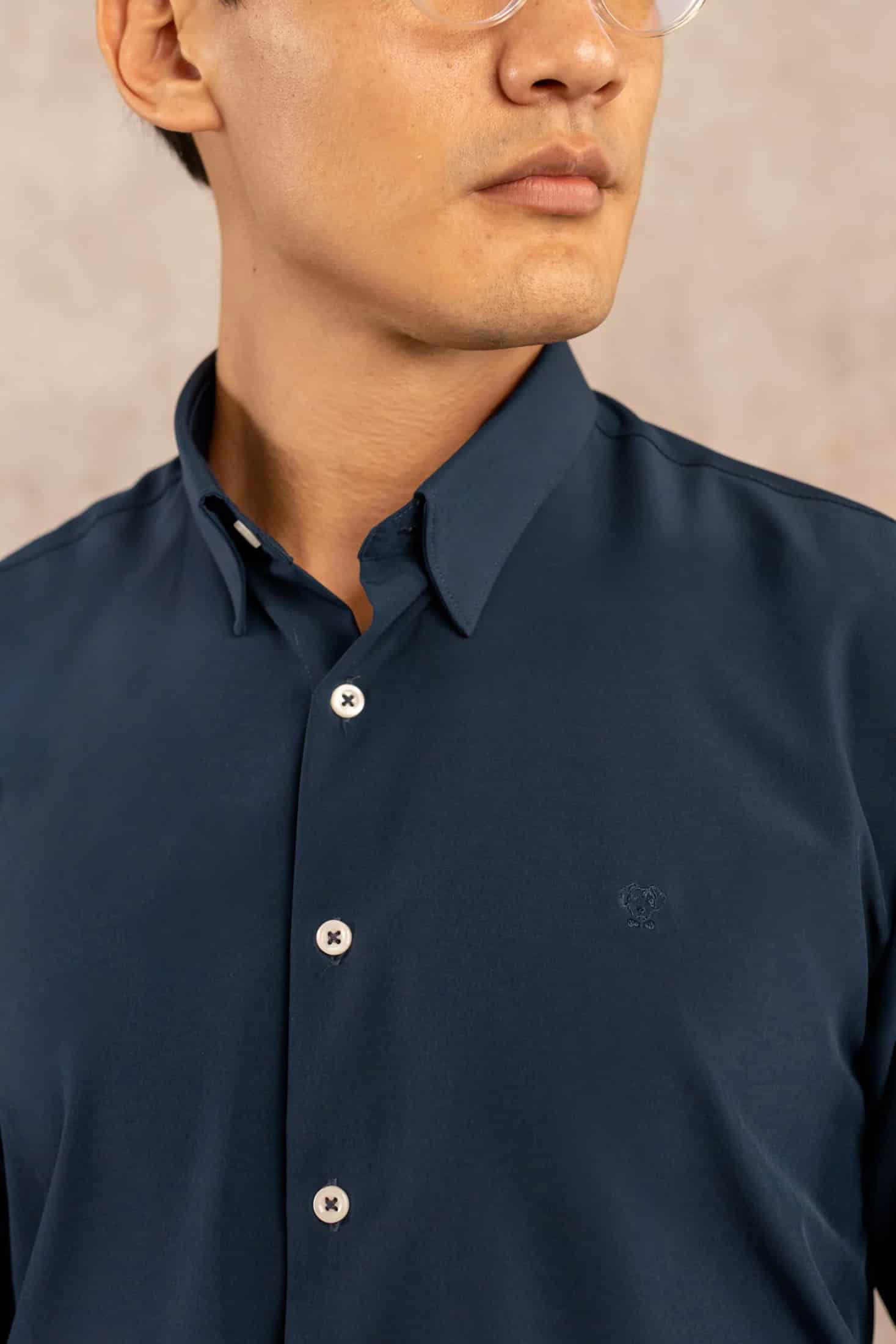 Camisa Performance Antiarrugas Azul Oscuro - miniatura 12